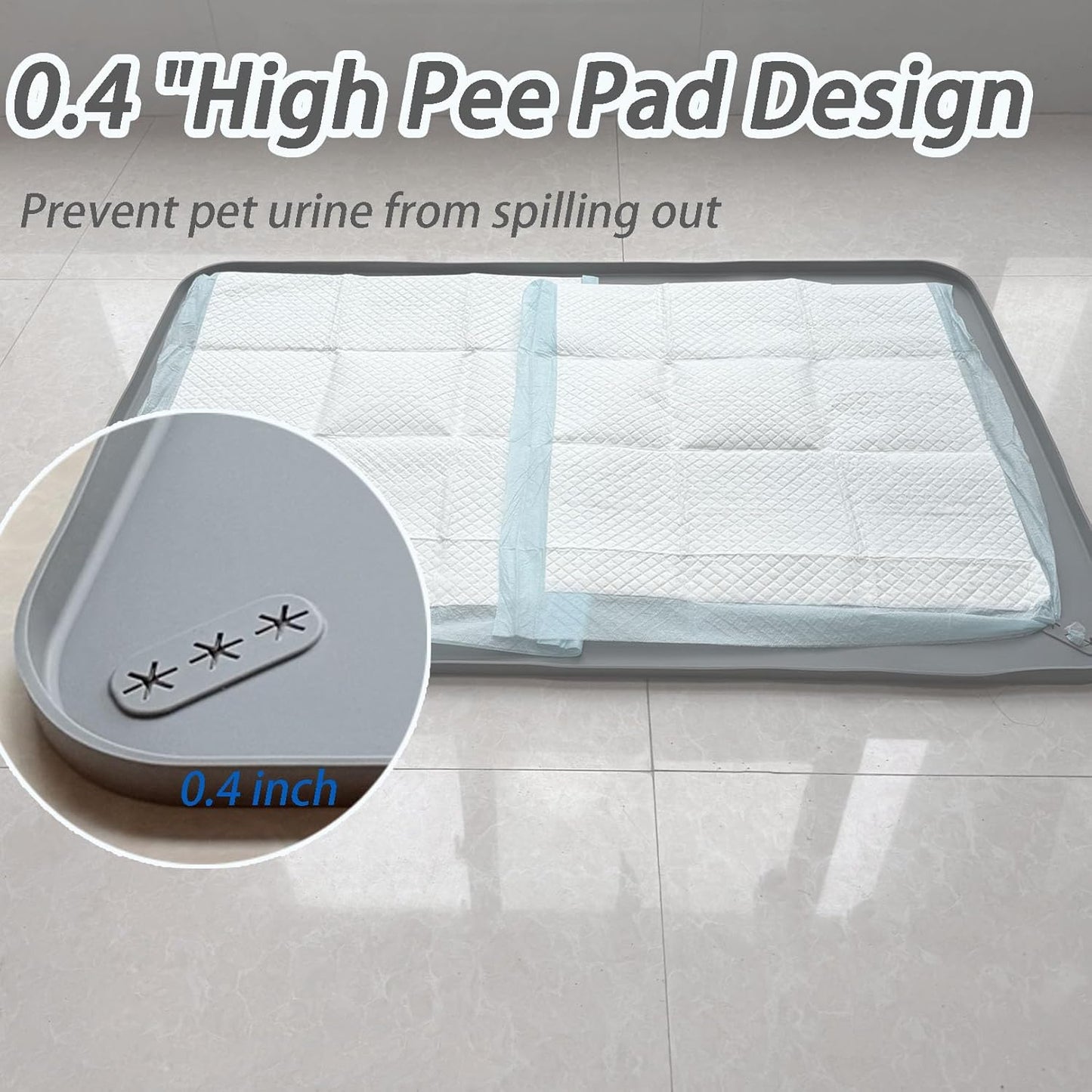 Dog Pee Pad Holder 24x24 Inch, Silicone Non-Slip Pet Potty Pad Tray Holder, Washable Anti-Chew Dog Training Pad Fixer, Grey (Gray, S)
