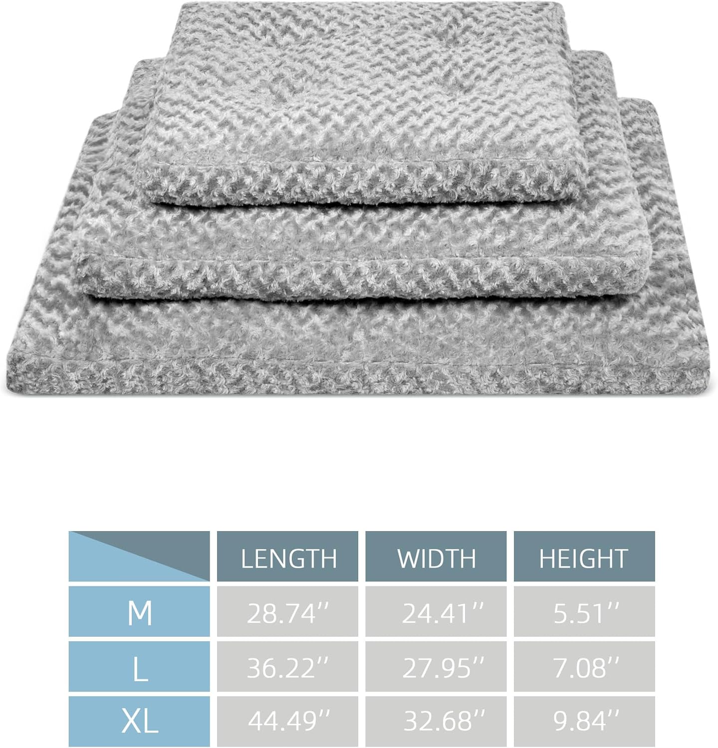 Dog Bed Washable Pet Bed, Dog Crate Bed Washable Cushion with Anti-Slip Bottom, Calming Anti-Anxiety Pet Bed with Non-Slip Bottom for Medium&Large Dogs and Cat, Grey(44.5''X32.7''X9.8'')