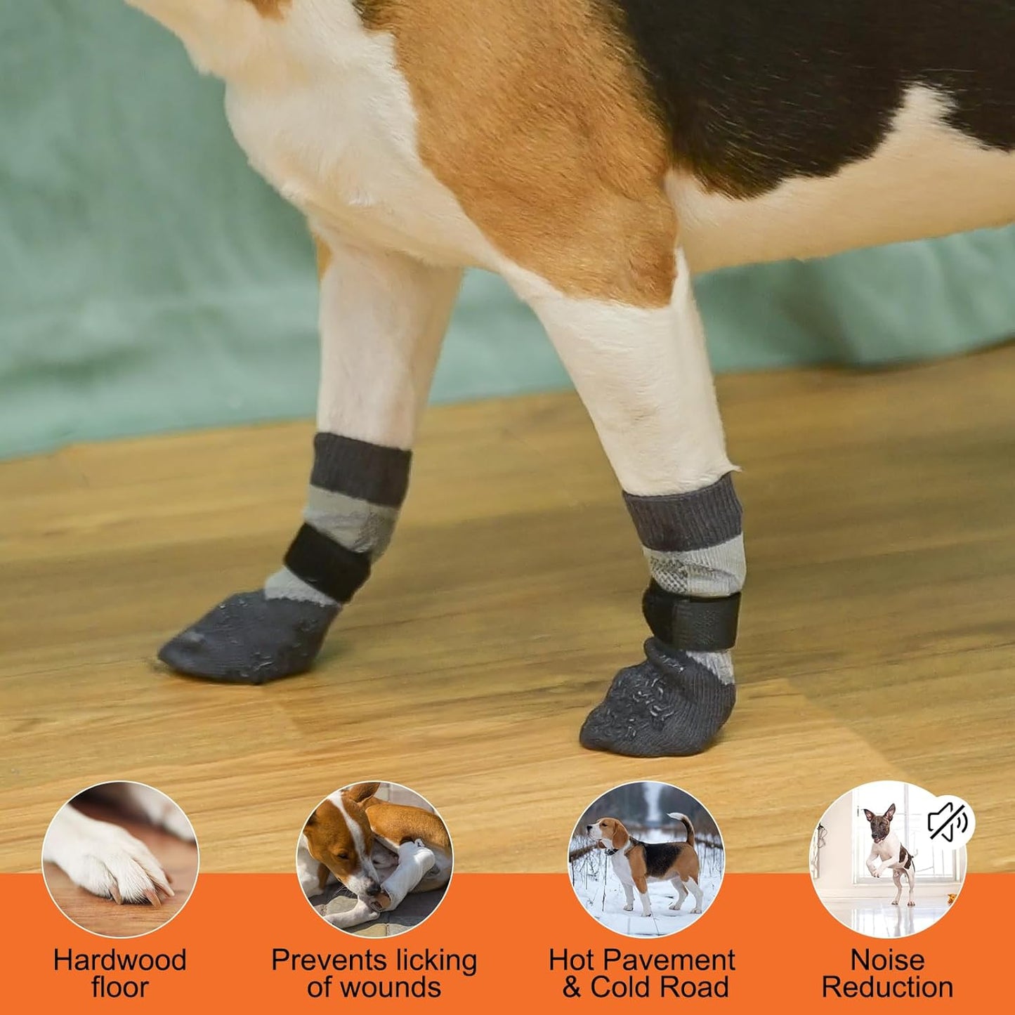 Dog Socks to Prevent Licking Paws,Grippy Socks for Senior Dog,Winter Dog Booties for Small Medium Large Dogs Paw Protector with Grips for Hardwood Floor,Non Slip Socks for Hot/Cold Pavement