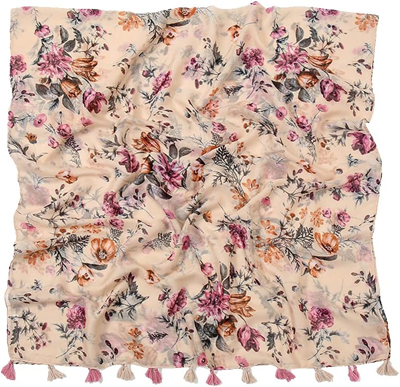 Yeieeo Boho Scarf for Women Lightweight Floral Printed Scarf Fall Winter Fashion Fringed Shawl