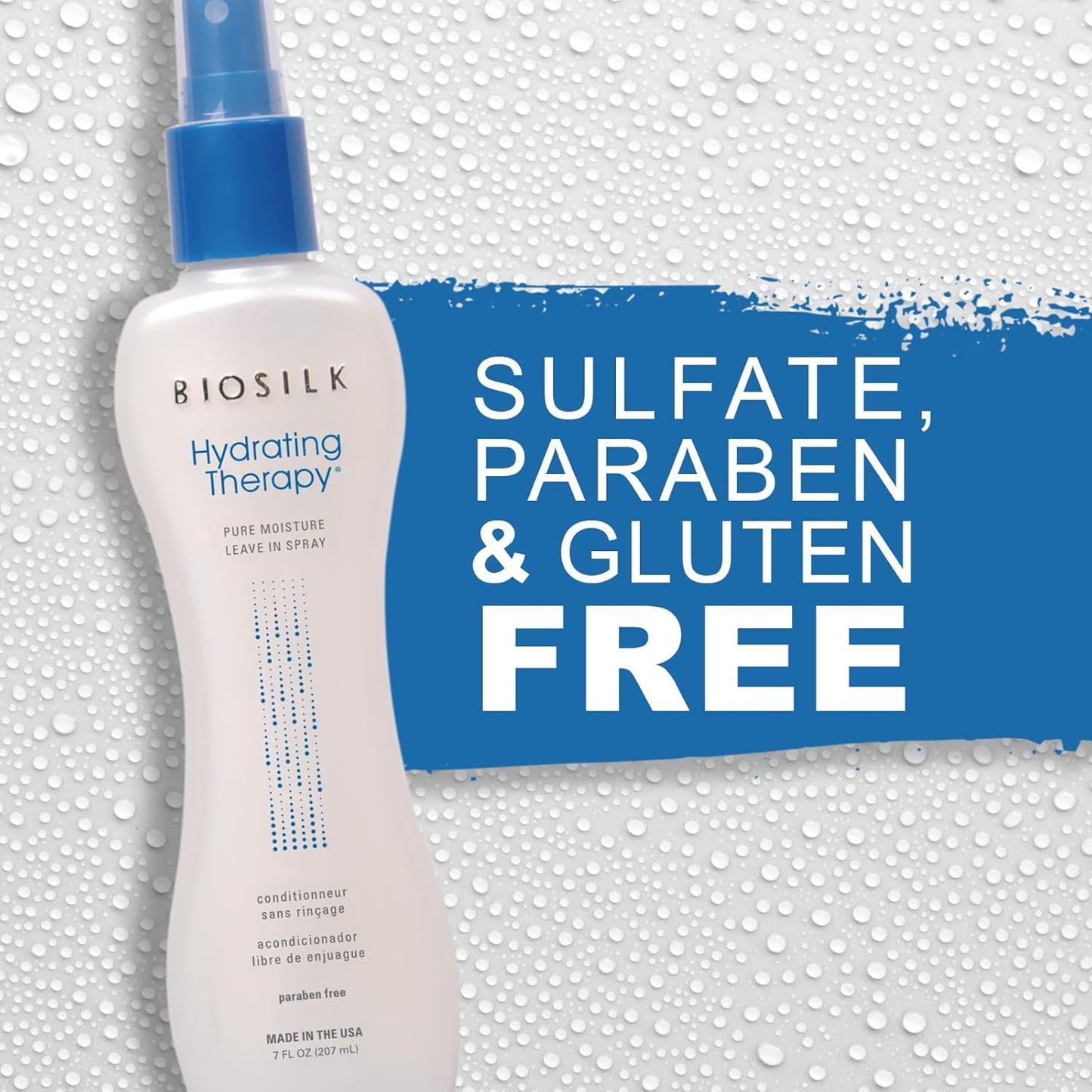 BioSilk Hydrating Therapy Pure Moisture, Leave-In Hair Spray for Frizz Control & Hydration, Adds Shine, Replenishes Hair Moisture, Sulfate-Free, Paraben-Free, Cruelty-Free, 7 Oz