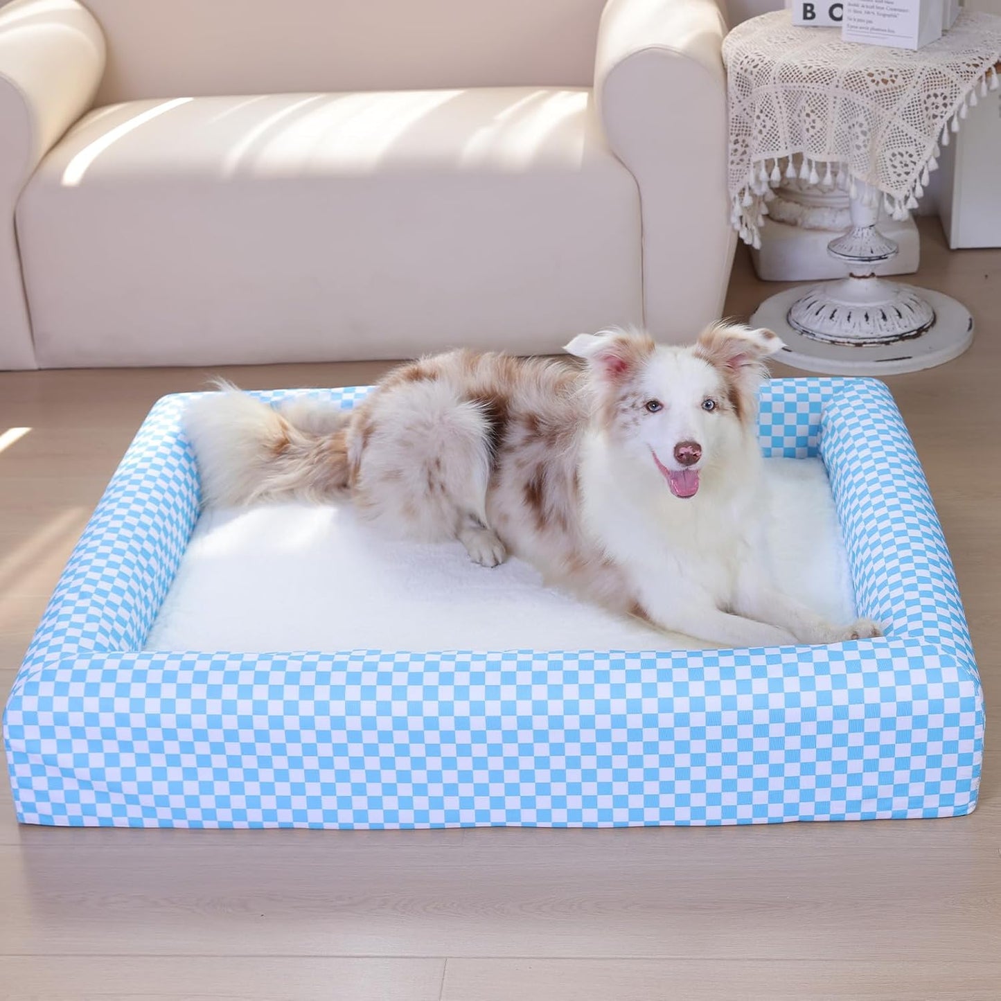 Indestructible Dog Bed for Large Dogs - Memory Foam Dog Bed with Reversible Breathable Mat, 4-Sided Bolster, Machine Washable Cover & Non-Slip Bottom, 36 x 27 x 6 Inch