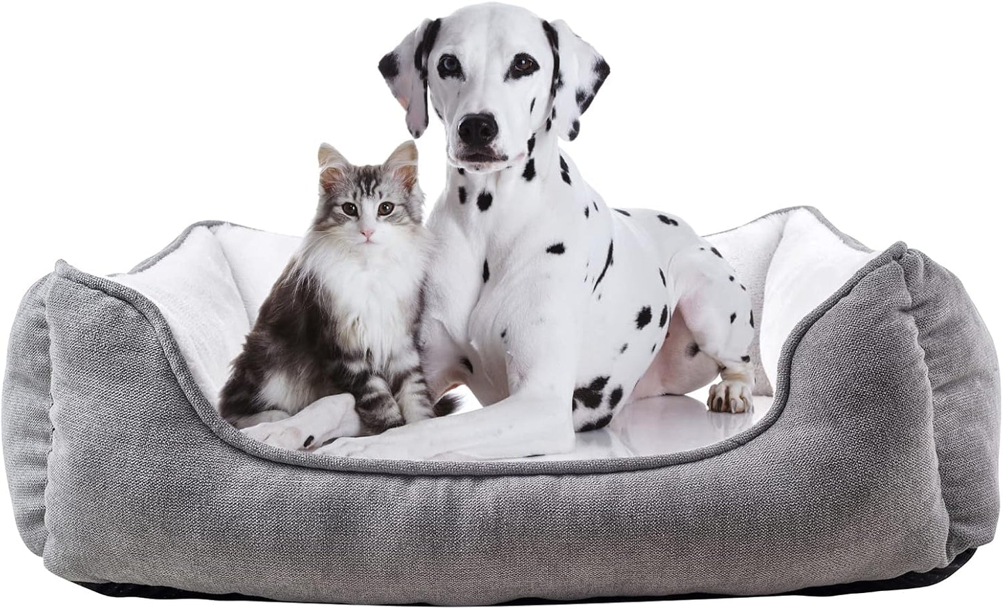 long rich rectangle bolster Pet Bed, Dog bed medium size, Gray With, 25x21x8 Inch (Pack of 1) (HCT-REC-005)