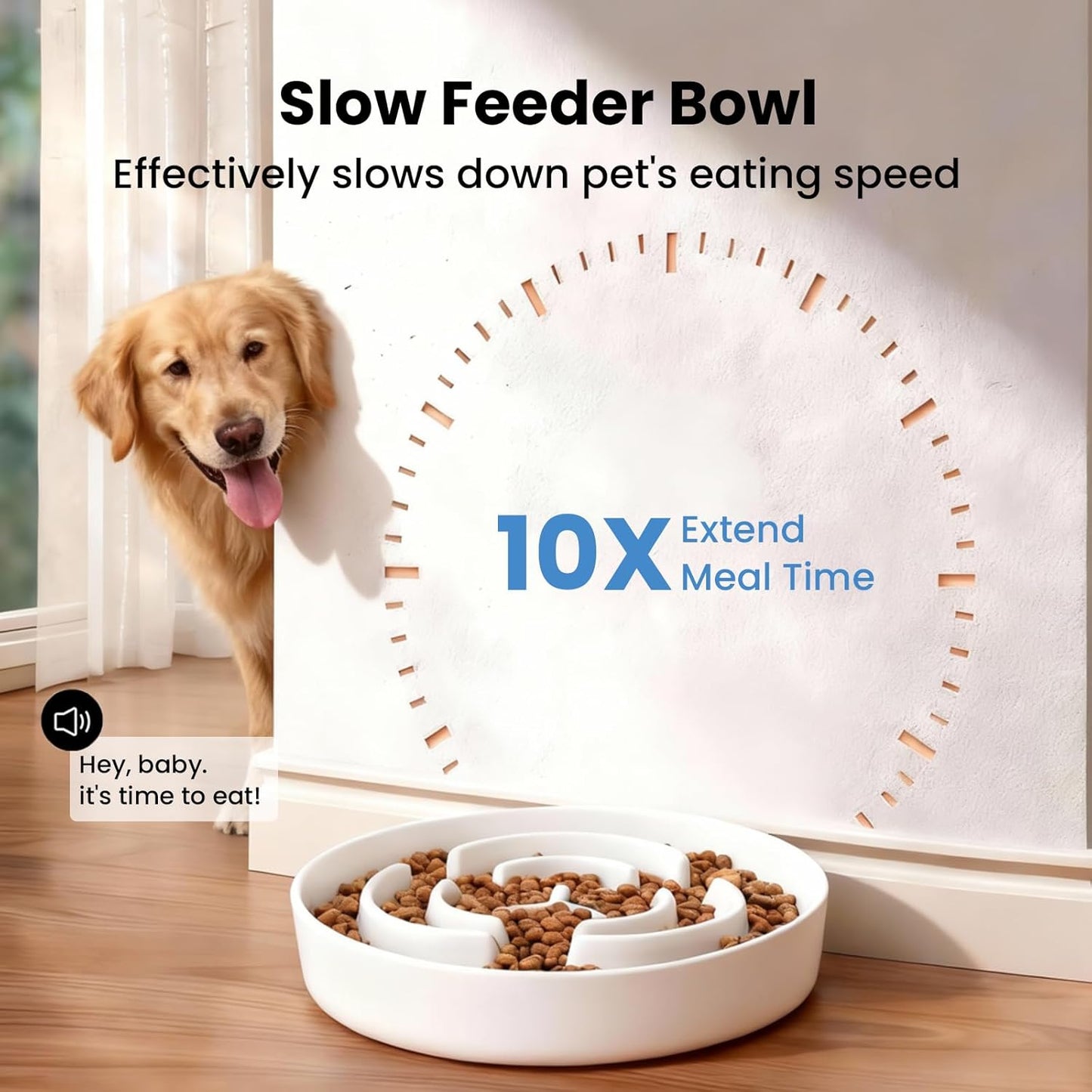 Ceramic Slow Feeder Dog Bowls,2.0 Cups Slow Feeder for Medium Large Breed,Puzzle Dog Food Bowl to Slow Down Eating, Anti-Gulping, Stop Bloat,Preventing Choking,8in,White