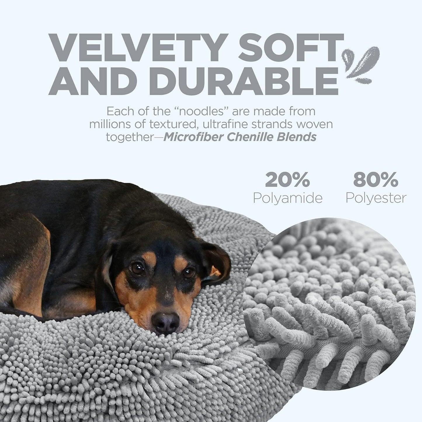 Soggy Doggy Super Snoozer Dog Bed - Microfiber Chenille Round Bed for Dogs - Moisture Wicking Comfort - Removable Washable Cover (Gray, Extra-Large 42”x42”x7”)