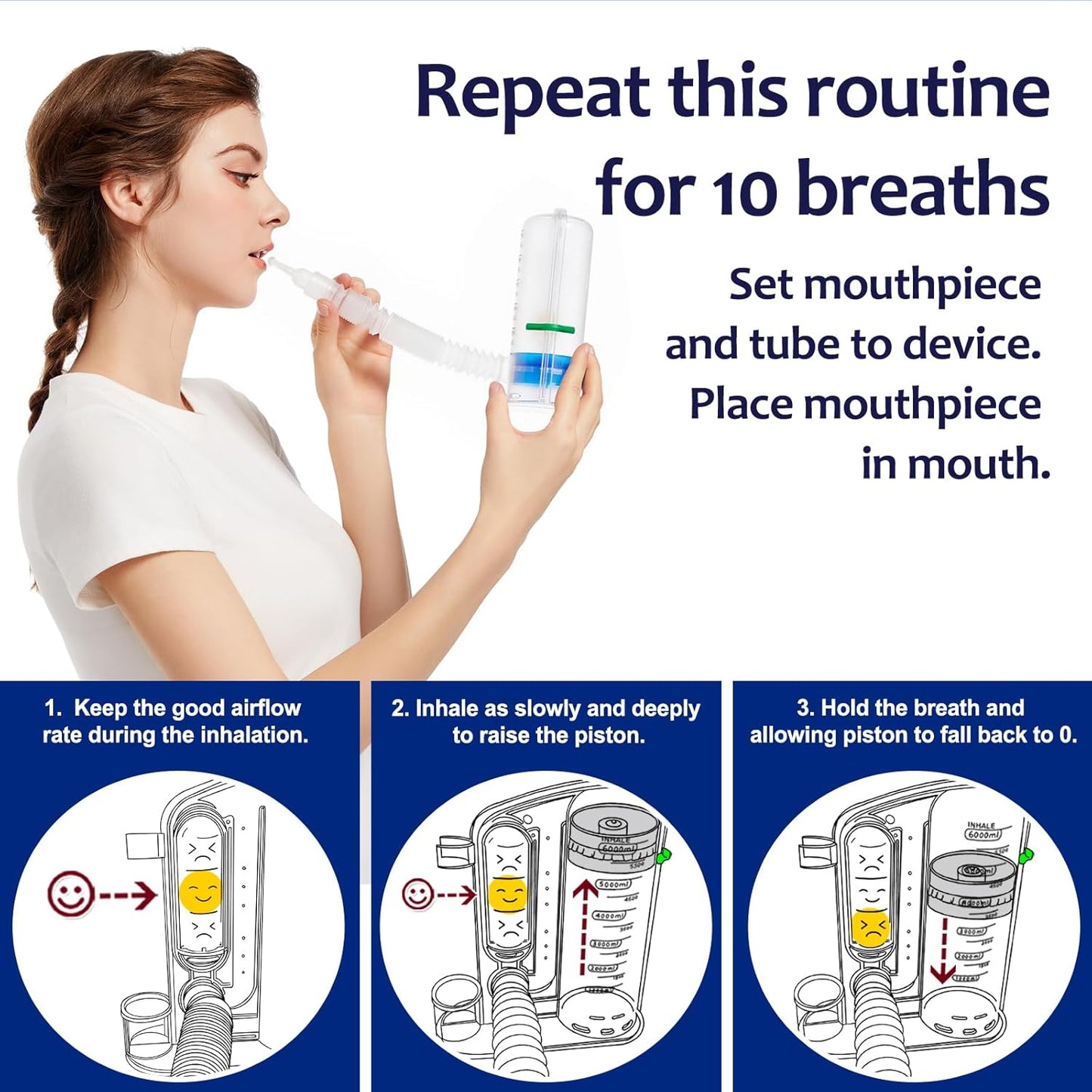 Incentive Spirometer Adult, Breathing Exercise Device for Lungs, Lung Exerciser Device, Breathing Trainer