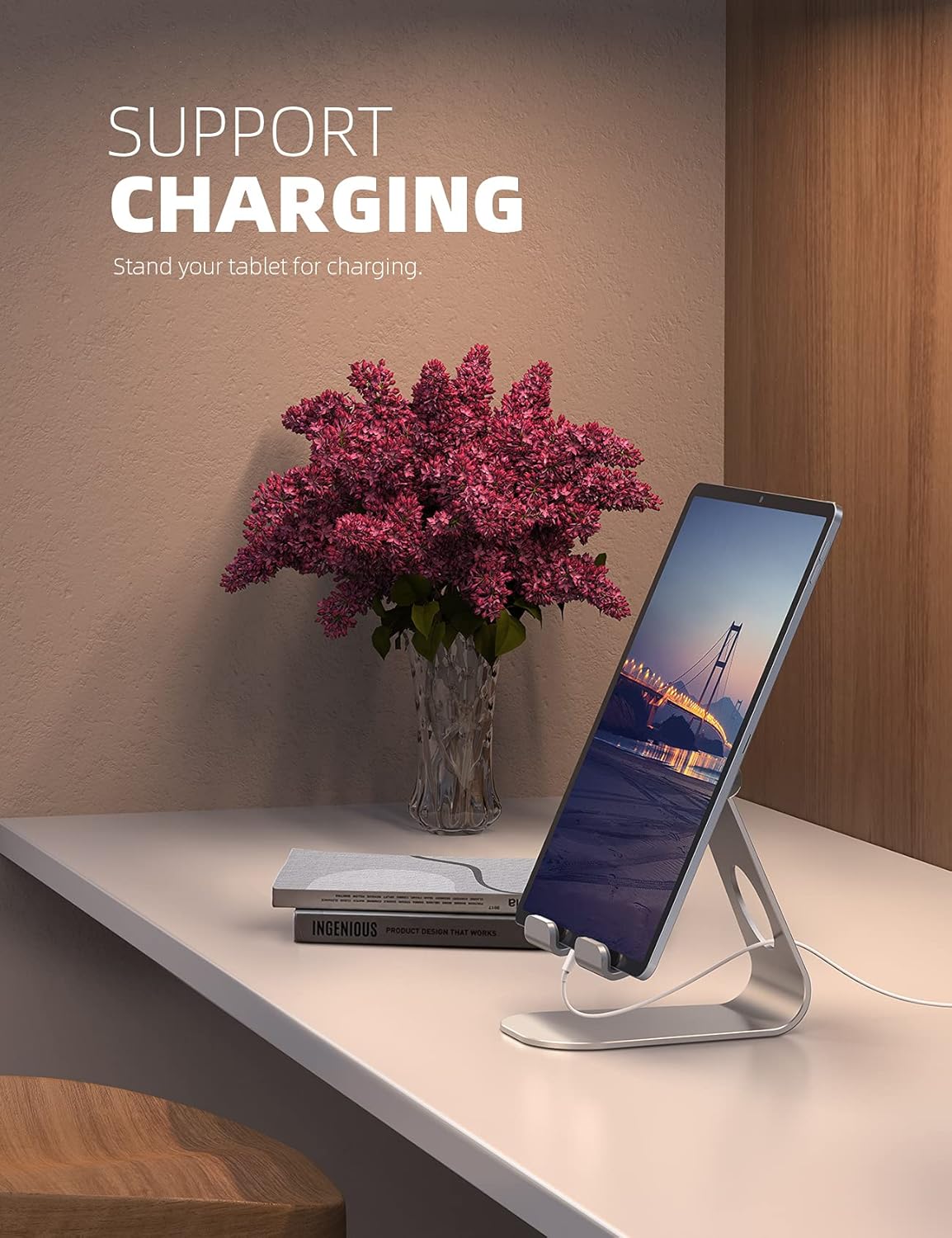 Lamicall Tablet Stand, Adjustable Tablet Holder - Desktop Stand Dock Holder for 4-13" Tablets, iPad Pro 11, 9.7, 10.5, 12.9 Air Mini, Kindle, Tab, iPhone 17 Pro Max, Switch, Office Desk Accessories