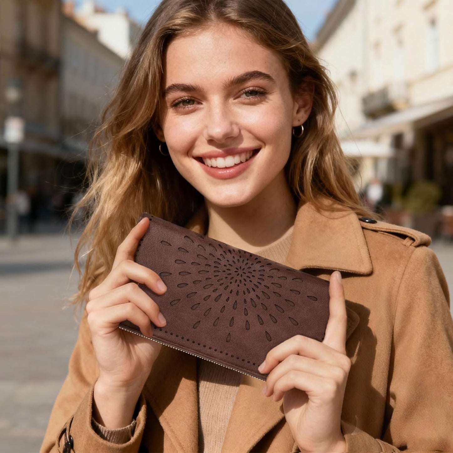 APHISON Wallet Women Large Capacity Clutch Purse For Ladies Card Holder RFID Wristlet Phone Zipper Coin Travel Pocket