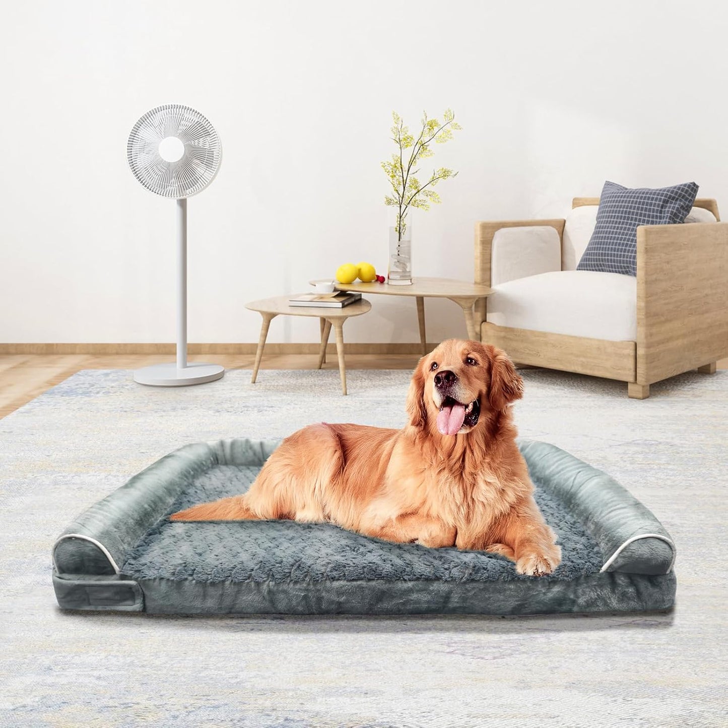 Orthopedic Dog Bed for Large Dog,Memory Foam Cat Bed with Stickable Design Waterproof Pet Couch Bed with Washable Removable Cover(36 in,Darkgrey)