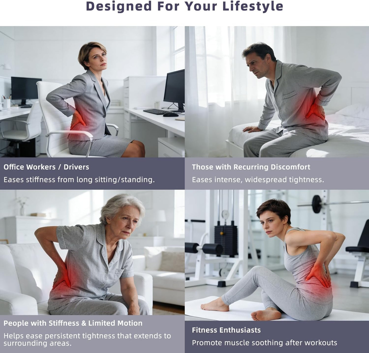 Zenopax 4-in-1 Electric Lumbar Traction Device - Adjustable Back Massager for Deep Tissue Pain Relief with Heat, Vibration, Electrotherapy, Home Lumbar Decompression ＆ Sciatica Relief(Golden)