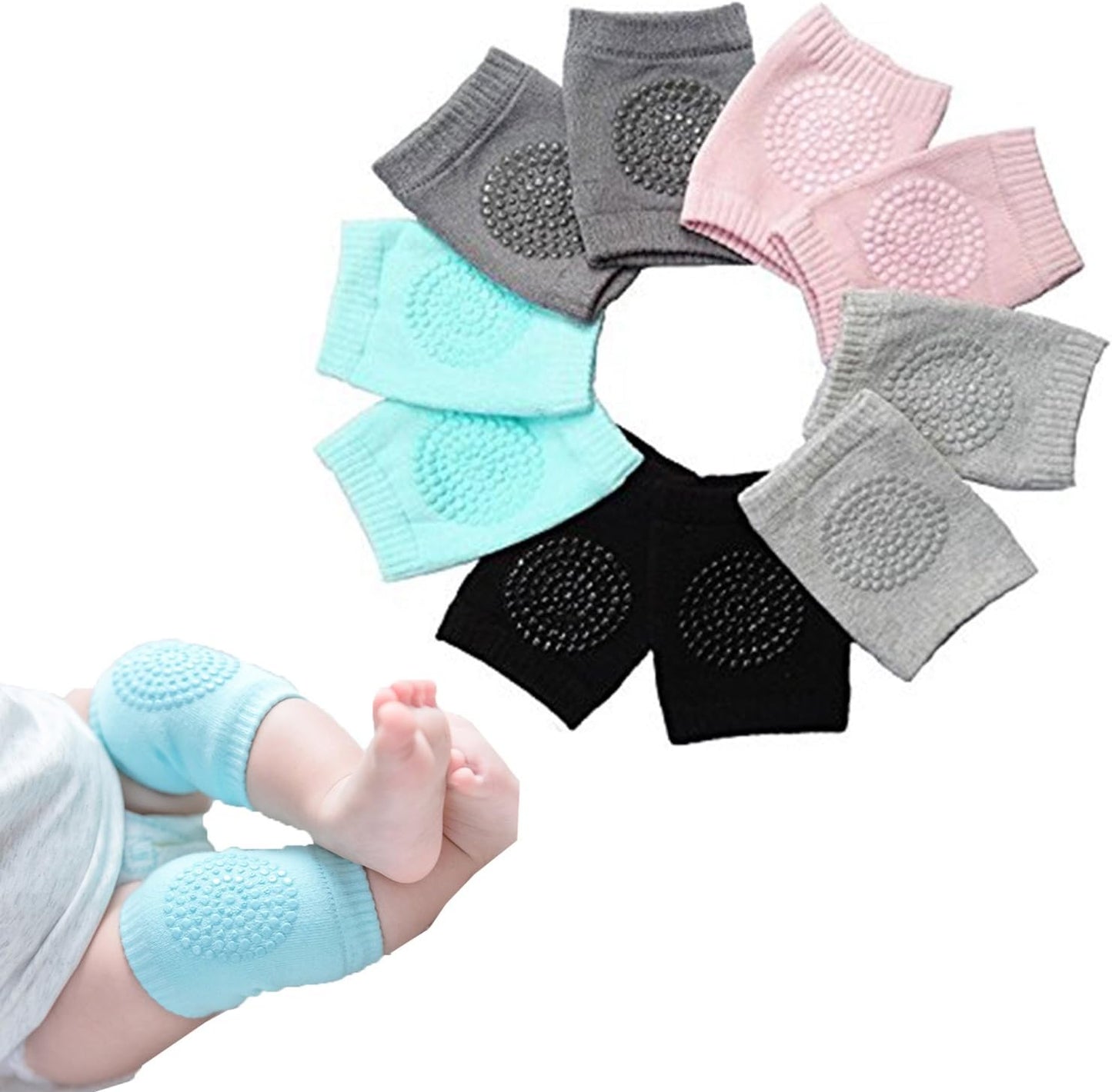BOSONER Baby Crawling Anti-Slip Knee, Unisex Baby Toddlers Kneepads 5 Pairs