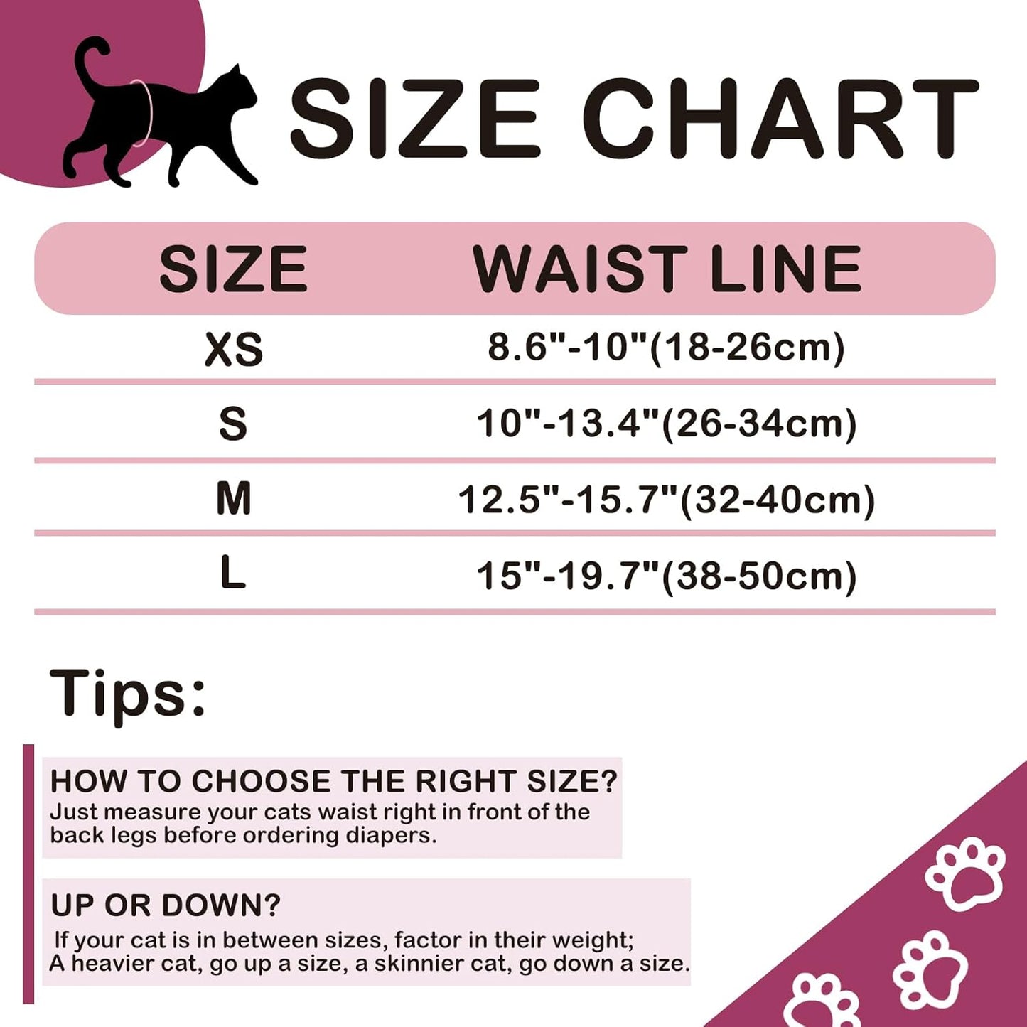 Reusable Cat Diapers, Washable Cat Incontinence Diapers for Cats Spraying or Cats in Heat or Incontinence，Adjustable Kitty Diapers 3 Pack (S)