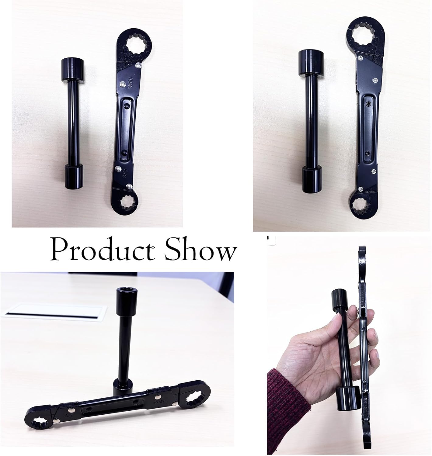 Angle Stop Wrench Kit – Adjustable Plumbing Wrench with 5/8"–15/16" Jaw Capacity, Double-Ended 3/8" & 1/2" Compression Sleeve Removal Tool for Installing & Removing Angle Stop Valves Black