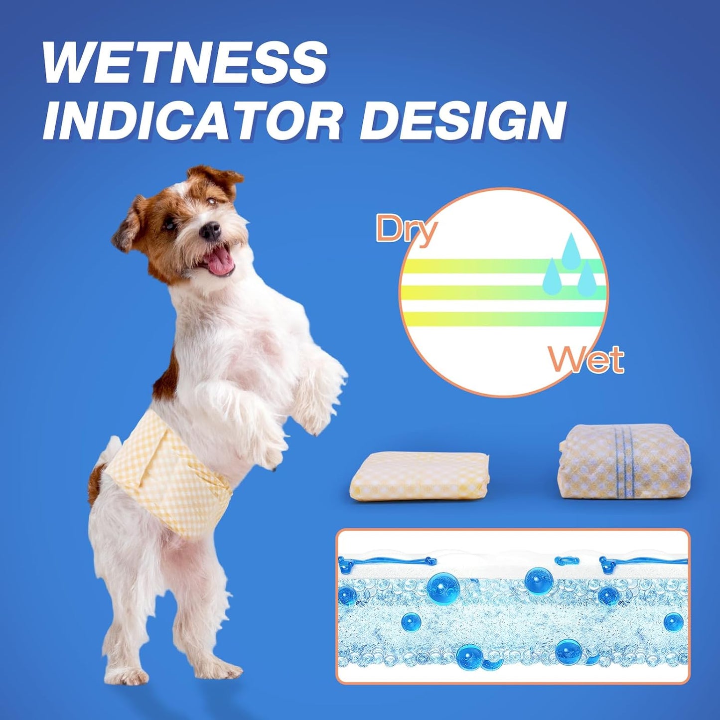 Pet Soft Male Dog Wraps - Disposable Dog Dipaers Male Wetness Indicator, Ultra Absorbent Puppy Diapers for Excitable Urination or Incontinence, 20pcs Small