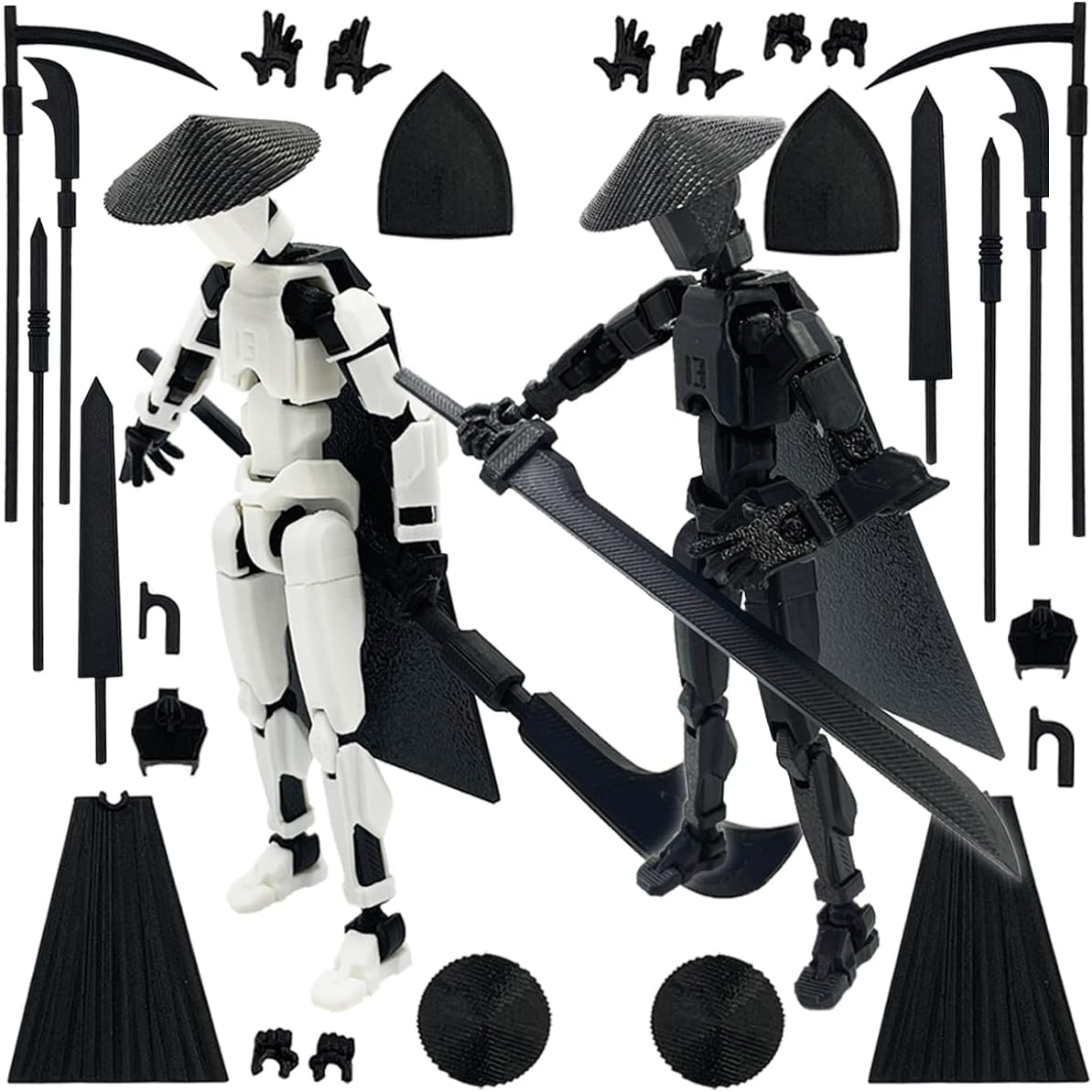 Titan 13 Action Figure Set (Assembly Completed), 3D Printed Multi-Jointed Movable T13 Lucky13 Dummy Mobile Robot, Nova 13 Action Figures Desktop Decorations for Game Lovers Toy (White/Black)