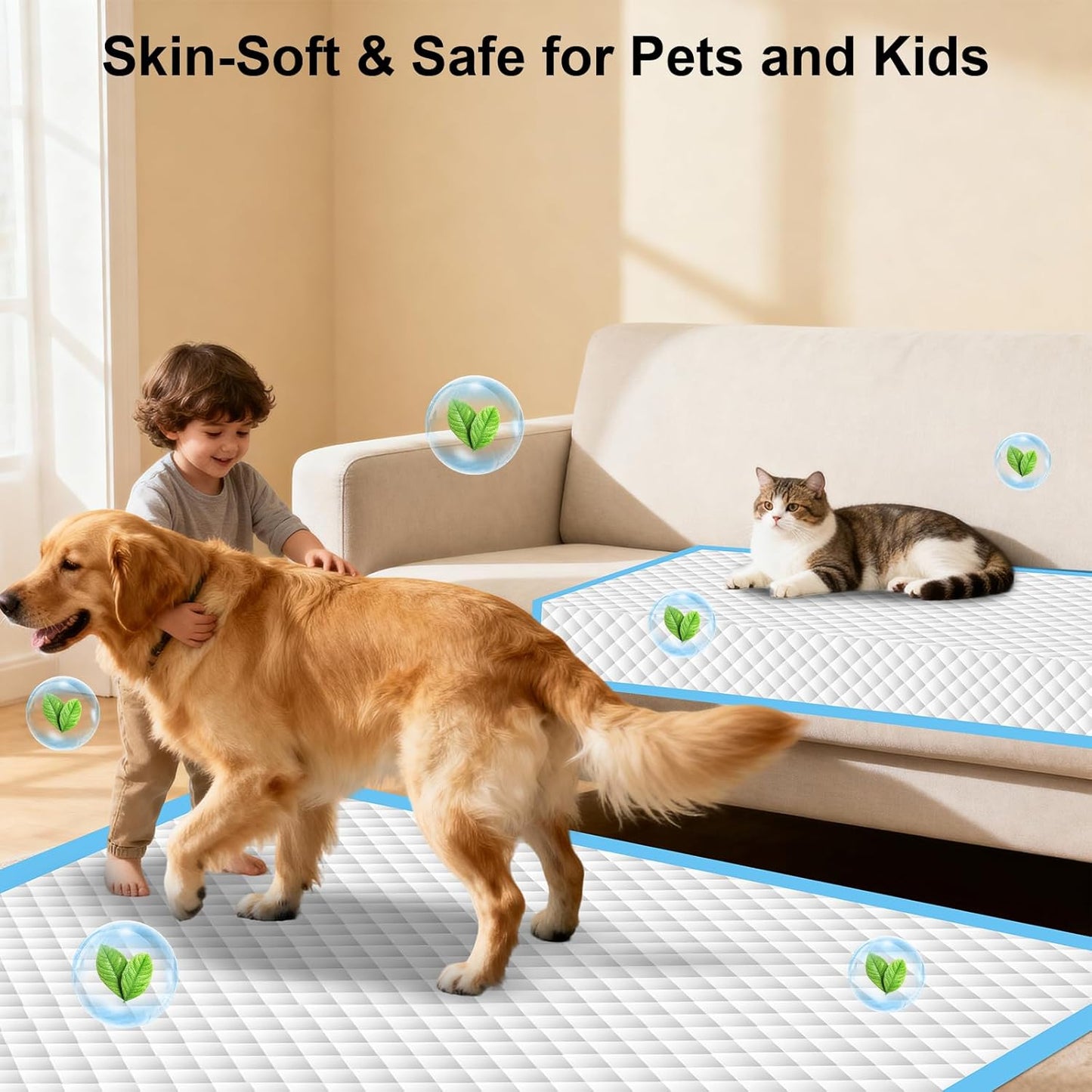 URPOWER Extra Large Dog Pee Pads 55"x29.5" 40 Count, 5XL Super Absorbent Puppy Pads Disposable Potty Training Pads for Dogs & Cats, Leak-Proof Wee Wee Pads, Pet Pee Pads for Car, Crate, Sofa