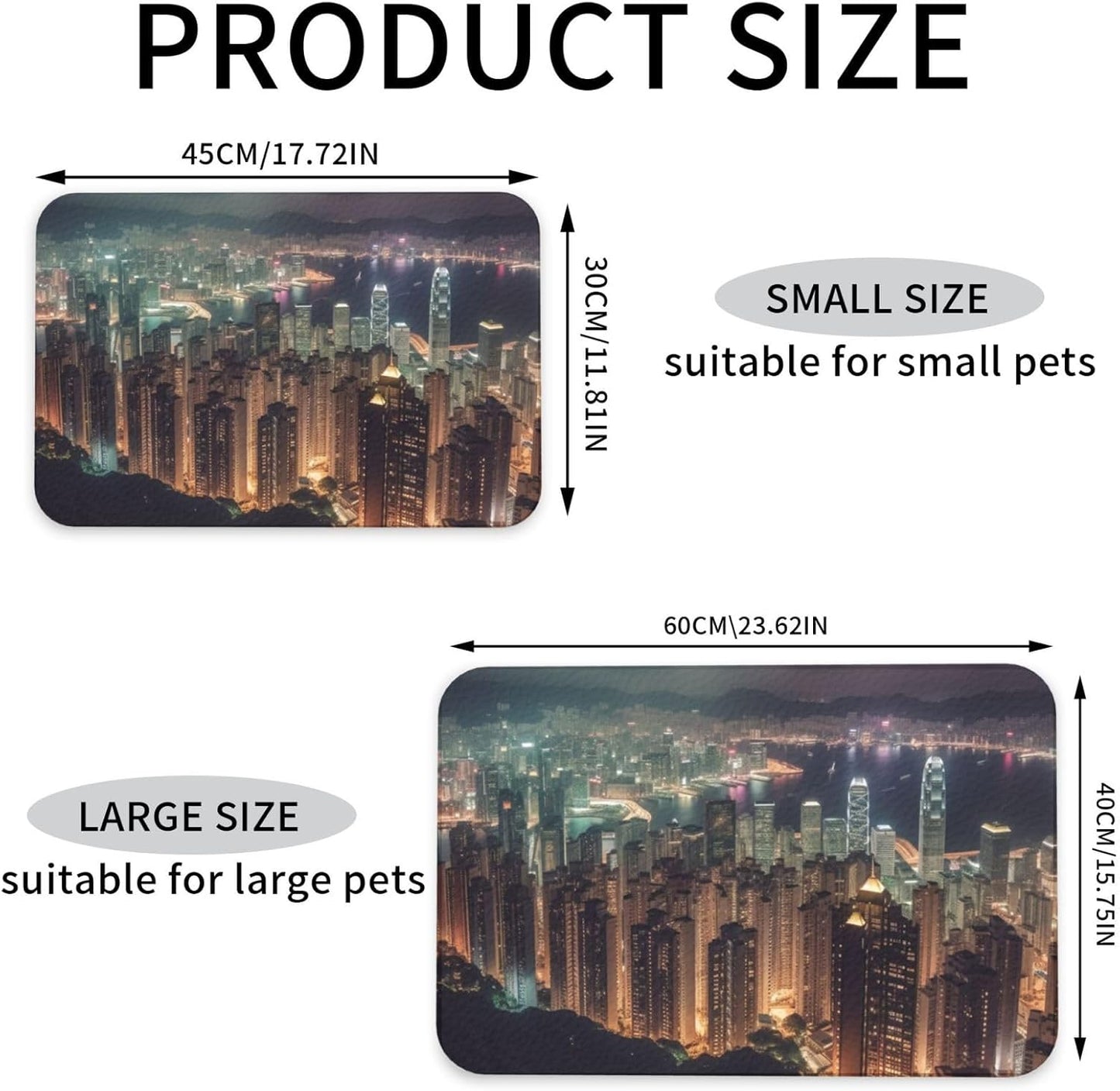 Hong Kong Pet Feeding Mat 40x60cm Absorbent Leather Dog Cat Food Mats Non-Slip Dog Bowl Mats for Food and Water, Quick Dry Pets Placemats for Cats and Dogs Water Bowl