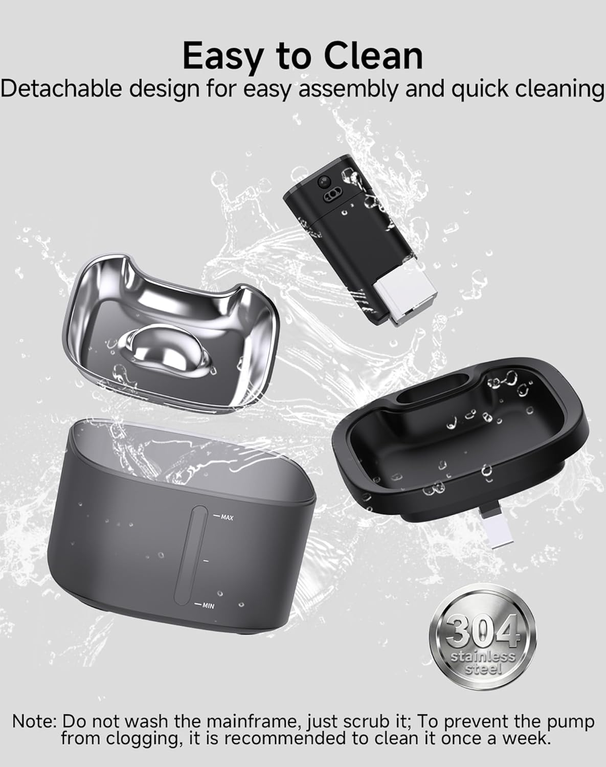 Cat Water Fountain Cordless: Battery Operated 118oz/3.5L Pet Water Fountain for Cats Indoor with Motion Sensor, Stainless Steel Tray, Ultra Quiet, Easy-to-Clean, Gifts for Cats, Dogs (8Filters)