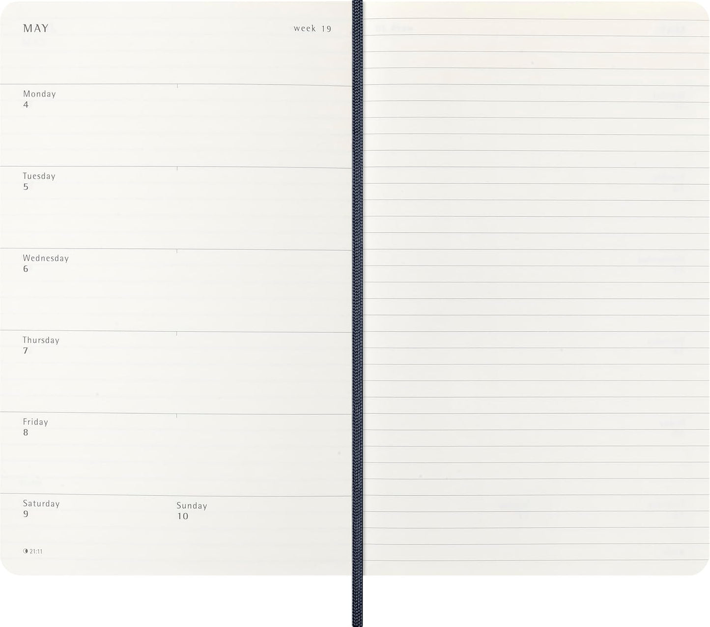Moleskine Classic 12 Month 2026 Weekly Planner, Soft Cover, Large (5" x 8.25"), Sapphire Blue, 144 pages