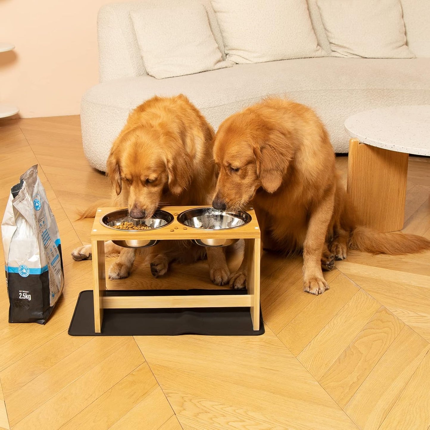 Yangbaga Elevated Dog Bowls, Raised Dog Feeding Station with 2 Bowls, Easy to Clean