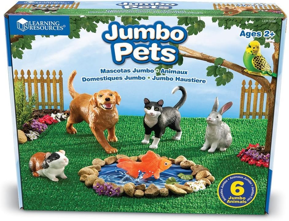 Learning Resources Jumbo Domestic Pets - 6 Pieces, Ages 2+ Preschool Pet Toys, Classroom Desk Pets, Preschool Learning Toys