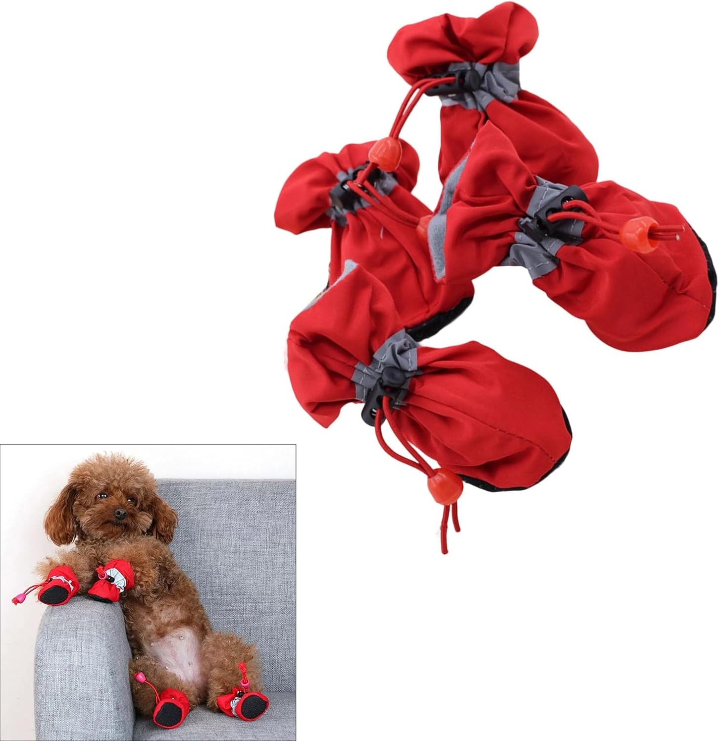Dog Shoes with Drawstring Closure, All-Season Protective Socks for Small/Large Pets (4Pcs) Dog Socks