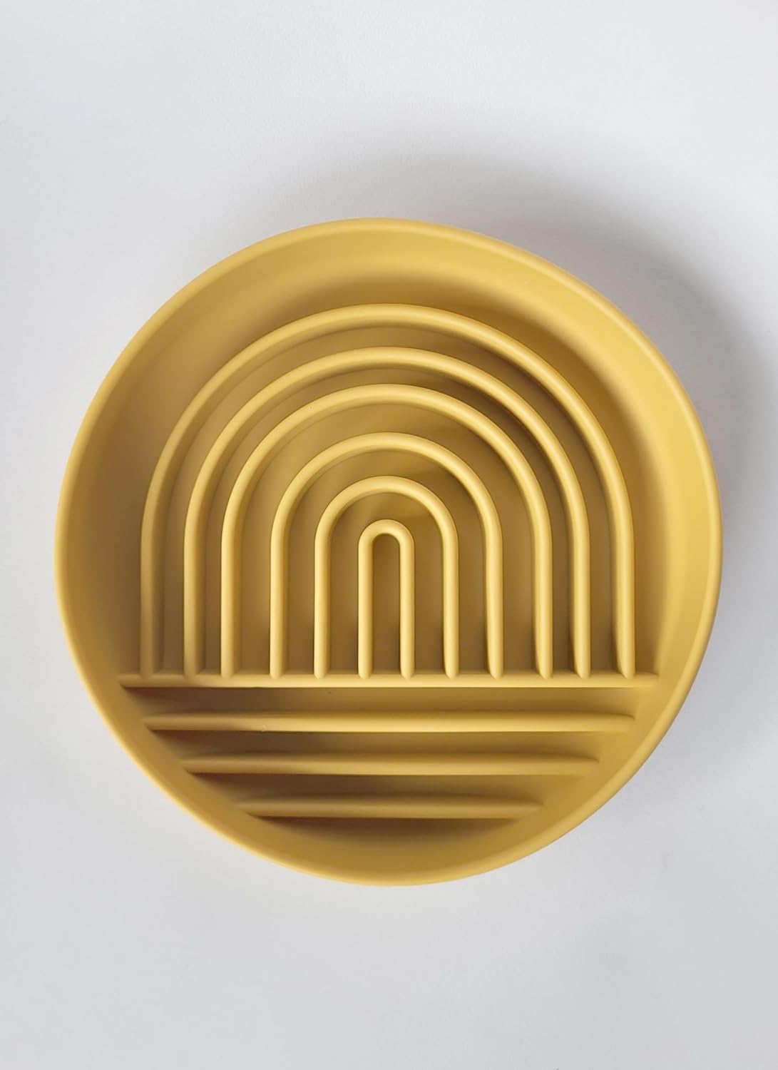 Modern Rainbow Pet Slow Feeder Bowl, Silicone Slow Feeder for Dogs & Puppies, Slow Eating, Modern Lick Mat Design, Reduces Gulping, Dishwasher Fit, for All Breed, Durable Mealtime Puzzle (Sunstone)