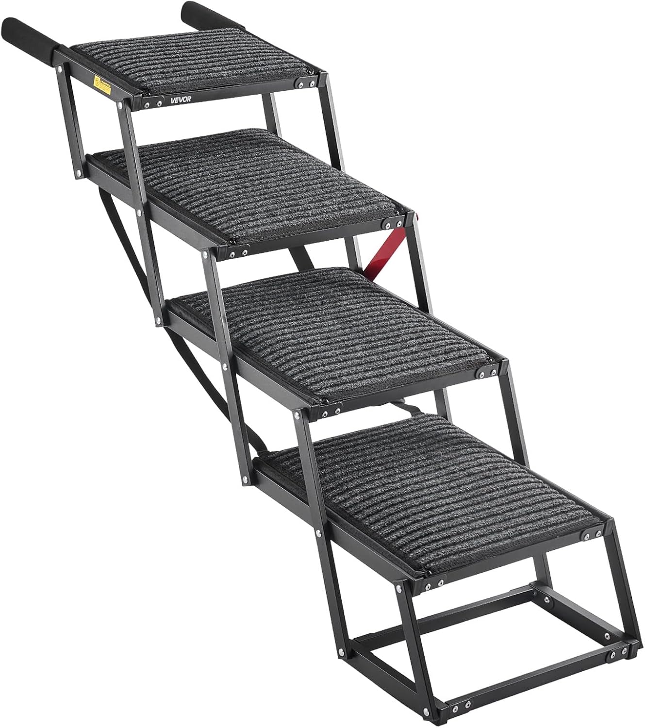 VEVOR Dog Stairs for Car, 4 Steps Extra Wide Foldable Dog Ramp for Large Dogs with Non-Slip Rug Surface, Portable Lightweight Pet Ladder for Car, SUV, Truck, High Beds, Sofas, Support up to 200 lbs