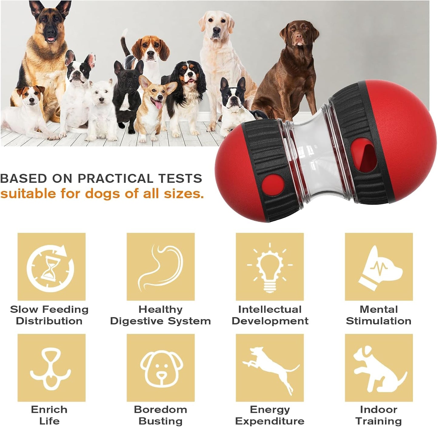 Interactive Dog Puzzle Toy - Adjustable Treat Dispensing Food Dispenser Slow Feeder Bowls, Boredom Busters for Dogs to Keep Them Engaged and Busy for Small Medium Large Dogs