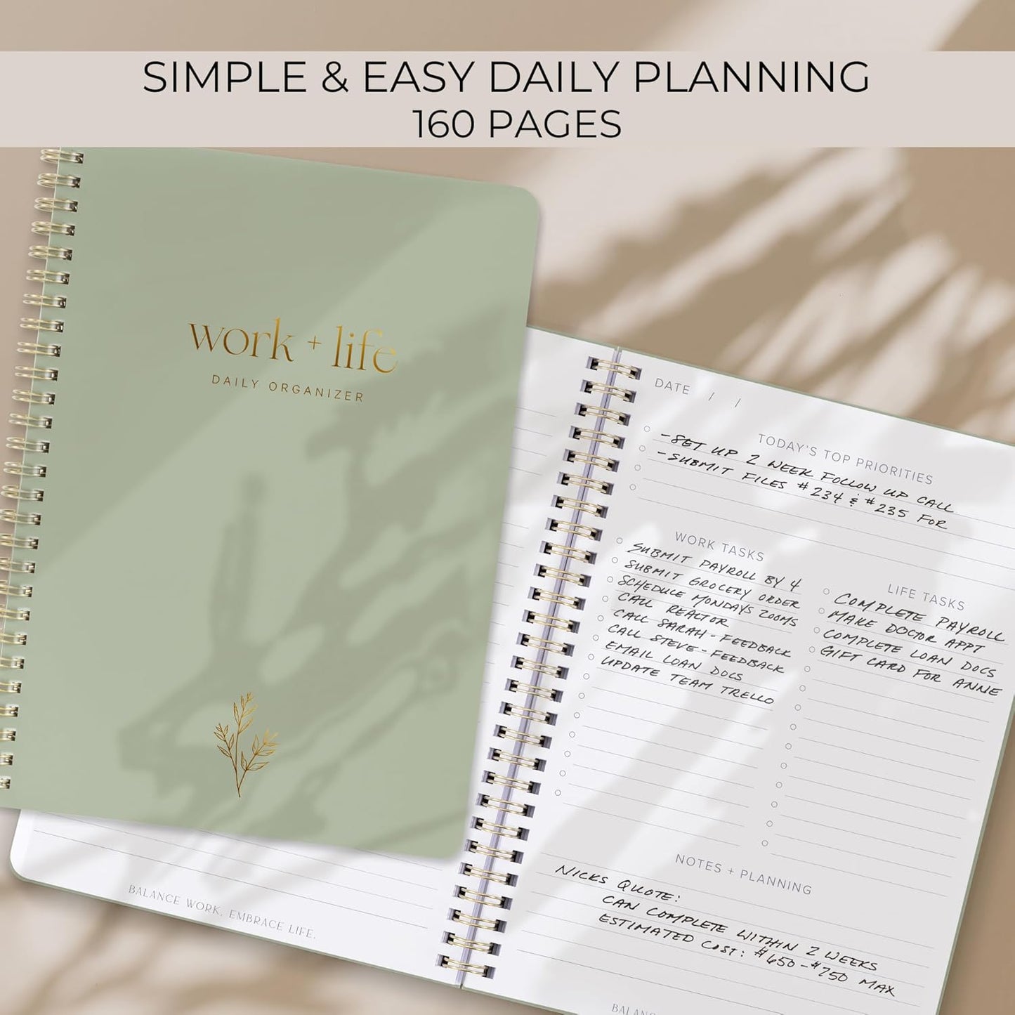 Beautiful Daily Planner and To Do List Notebook For Work And Life - The Perfect Undated Planner to Easily Organize Tasks and Appointments - Stylish Office and School Supplies for Women