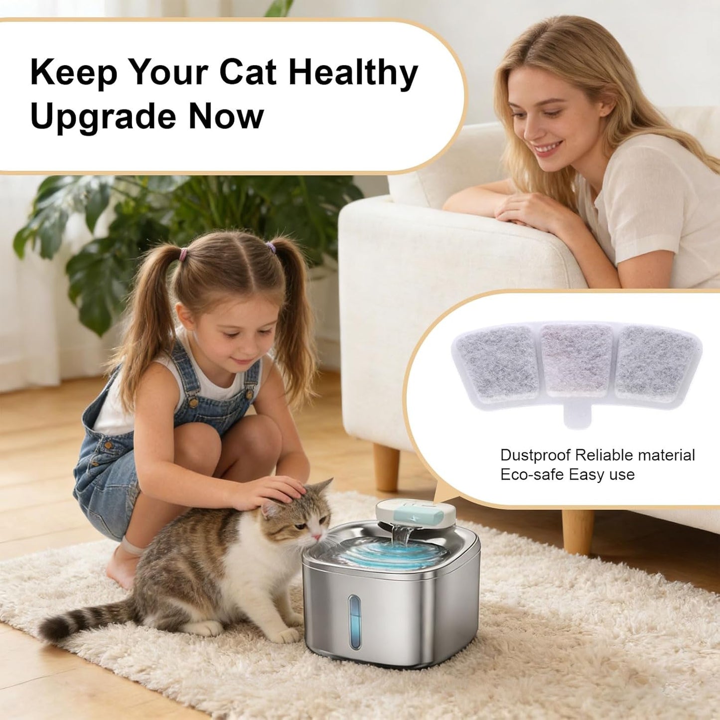 Cat Water Fountain Filter, 12 Pack Fountain Filter Replacement Compatible with Oneisall Cat Water Fountain PW04 3.5L/118oz