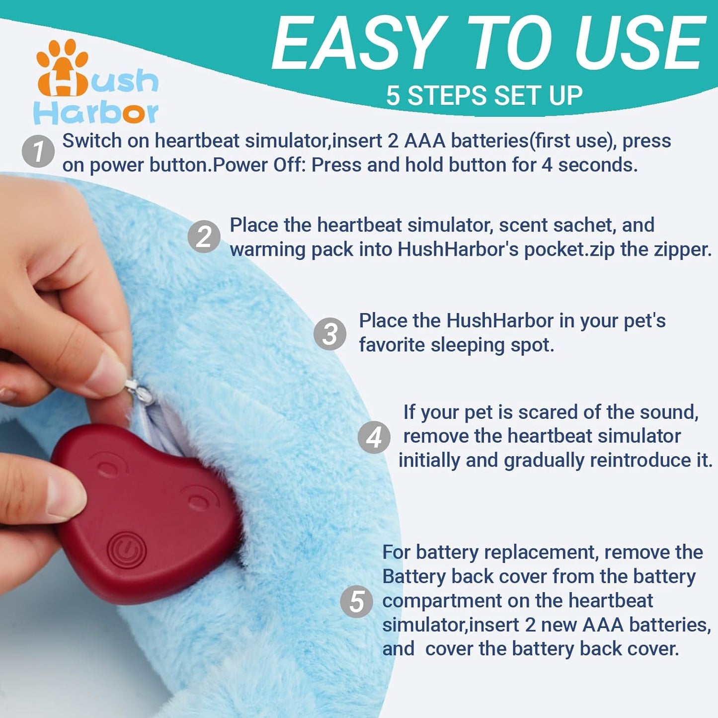 HushHarbor Puppy Heartbeat Toy Pillow, Anxiety Relief Sleep Aid, Sloth-Shaped Protects Neck Dog Plush Toys,Cat Neck Pillow & Pet Calming