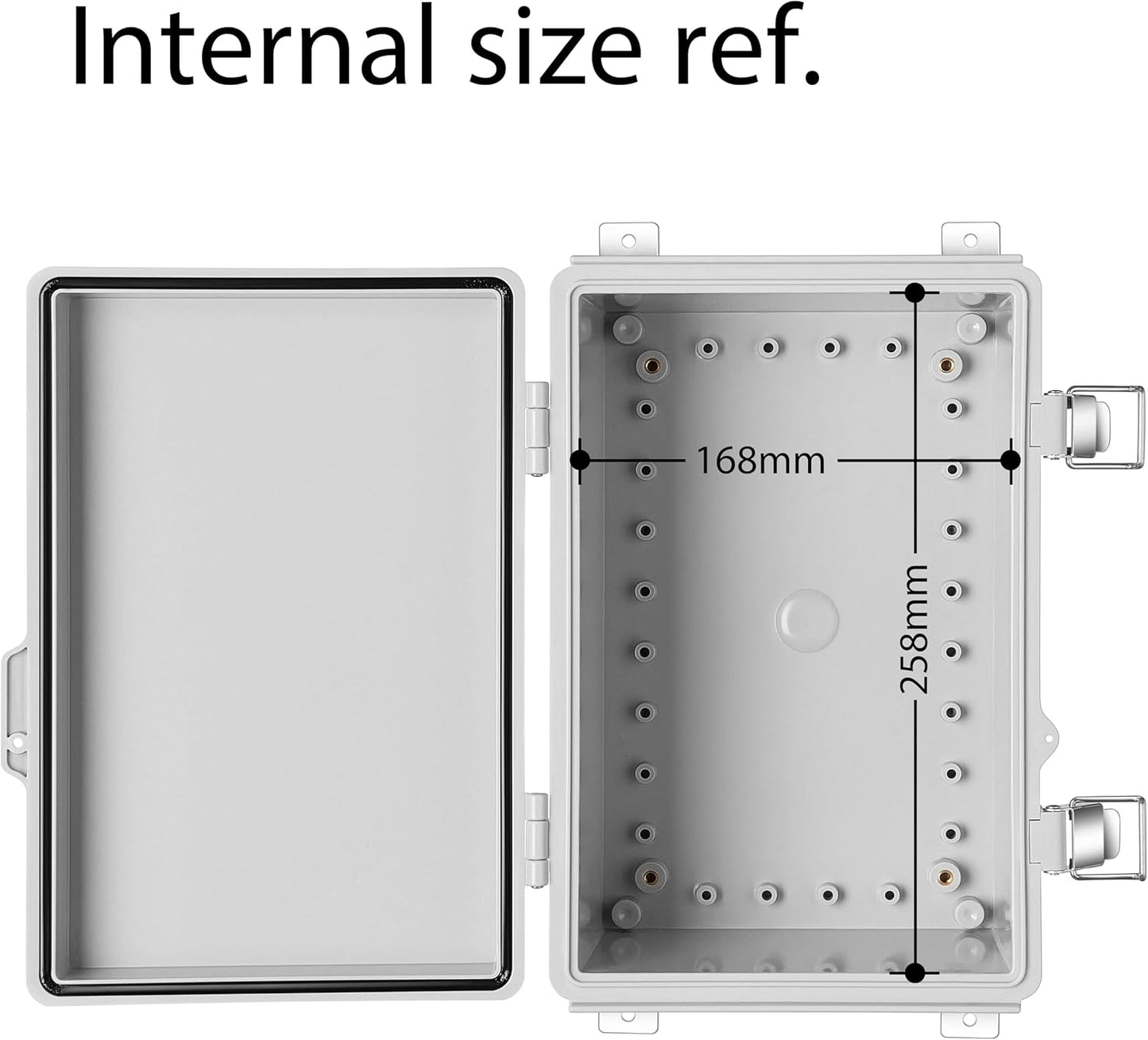 Junction Box, IP67 Waterproof Plastic Enclosure for Electrical Project, Hinged Grey Cover, Includes Mounting Plate and Wall Bracket (Grey Cover, 11.4"×7.5"×5.5")