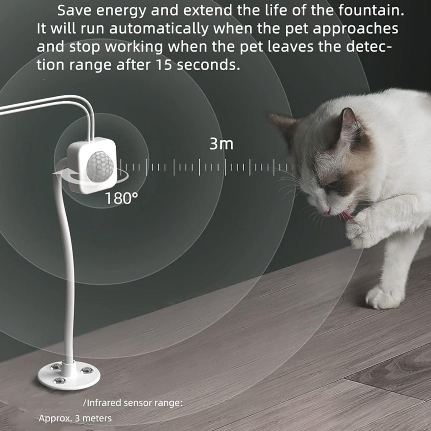Cat Water Fountain, Dog Water Drinking Dispenser with Smart Sensor, 2L Quiet Automatic Pet Bowl Fountain with Faucet Kit for Dogs Cats,Smart Sensing