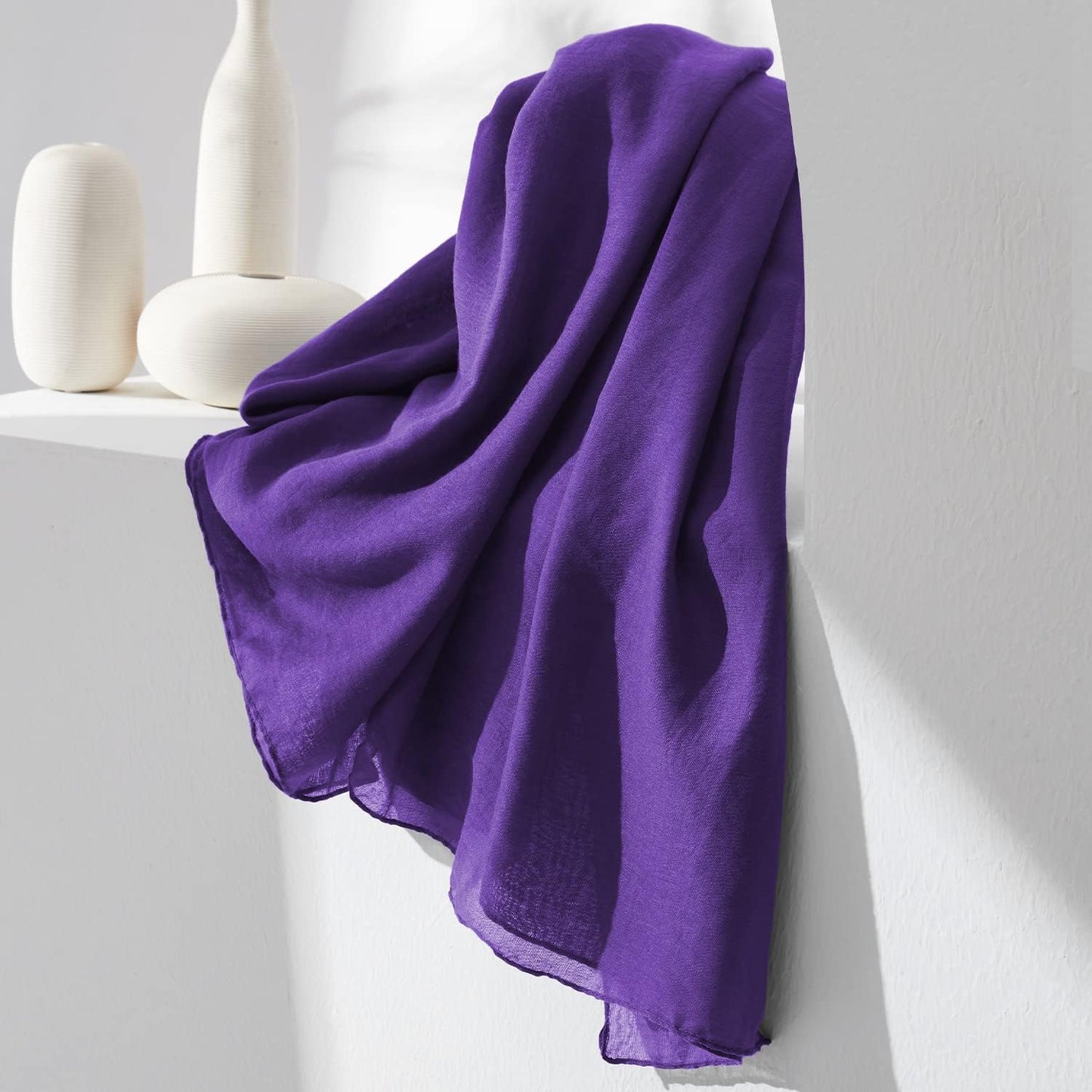 MissShorthair Women Solid Color Scarf Long Lightweight Scarves for Women Large Sheer Wrap Shawl