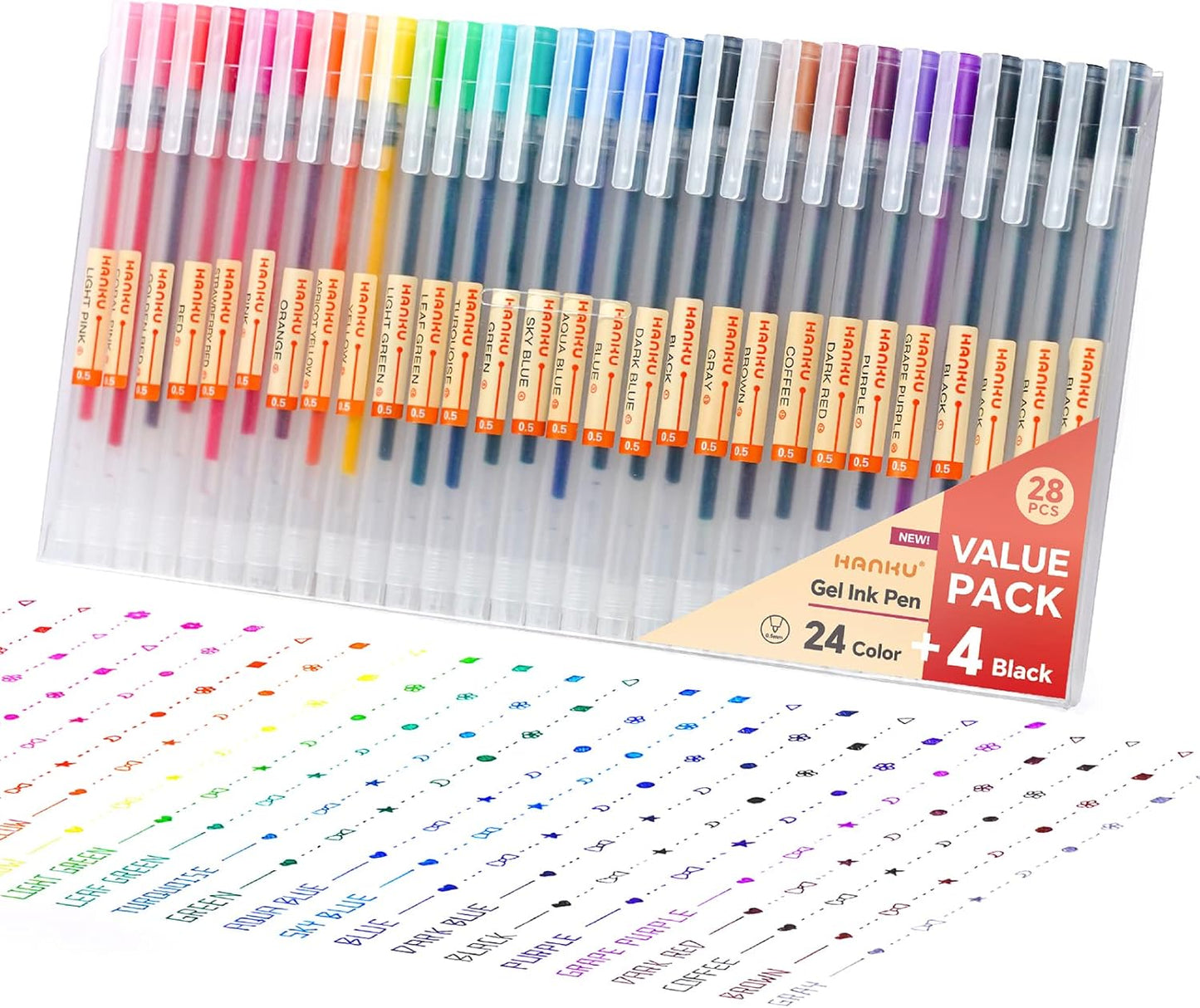 28Pcs Colored Bible Pens No Bleed Through,0.5mm Fine Point Smooth Writing Pens,Quick Drying Colored Gel Ink Pen for Journaling,Note Taking,Writing,Office School Supplies,Japanese Stationery