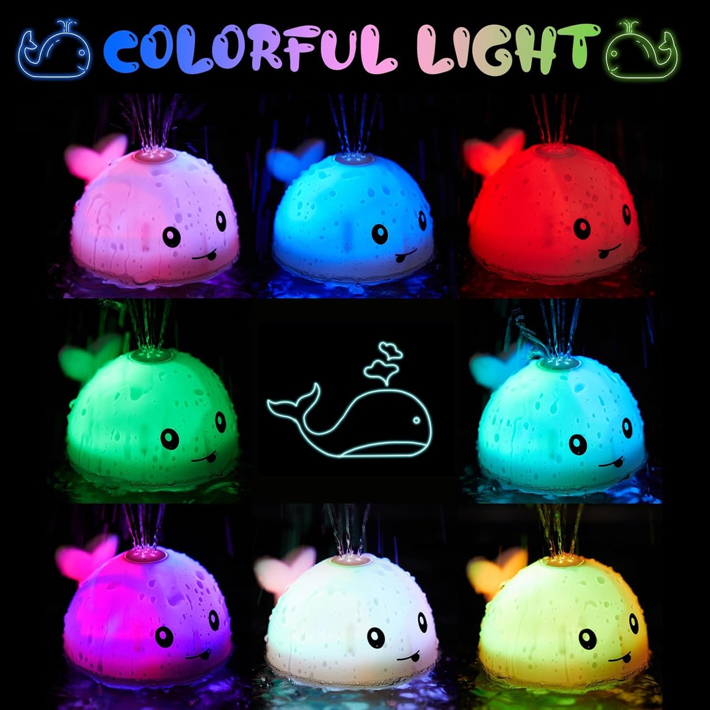 Baby Bath Toys, Toddler Bath Toys for Kids Ages 1-3, Baby Easter Basket Stuffers, 1 2 3 Year Boy Girl Gifts Baby Toy 6-12-18 Months Light Up Whale Bath Toy Sprinkler Bathtub Pool Water Toy