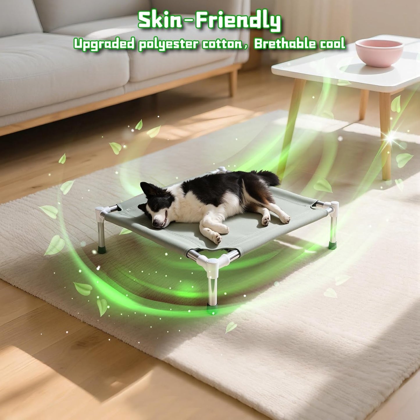 Makerfire Elevated Dog Bed, Indoor/Outdoor Raised Dog Cot for Small Dogs, Detachable Pet Bed with Non-Slip Feet, Polyester Cotton (19.5'' L x 19.5'' W x 6.4" H)