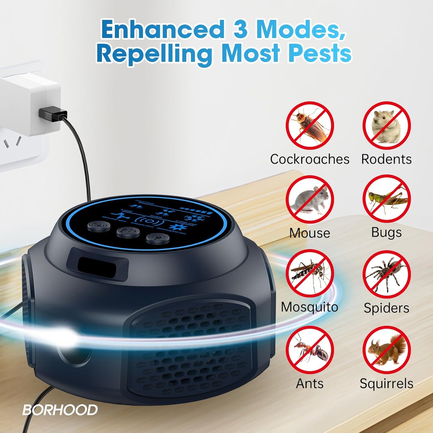 Ultrasonic Pest Repellent Plug Indoor Mouse Traps for Home, Mouse Repellent Ultrasonic Device, Rodent Repeller Ultrasonic Plug in Pest Control for Rat Mice Roach Spider Ant Bug Squirrel Black 1 Pack