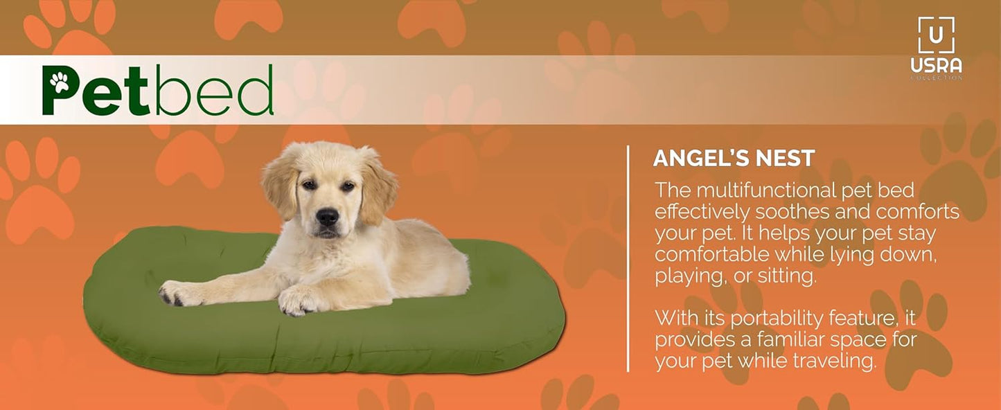 USRA 100% Cotton Orthopedic Pet Bed Gift Set with 2 Covers 28"x20" Dog Cat Recovery Pillow Hypoallergenic Natural Oeko-TEX Certified Comfy Kennel Pillow - Green Blue Colors
