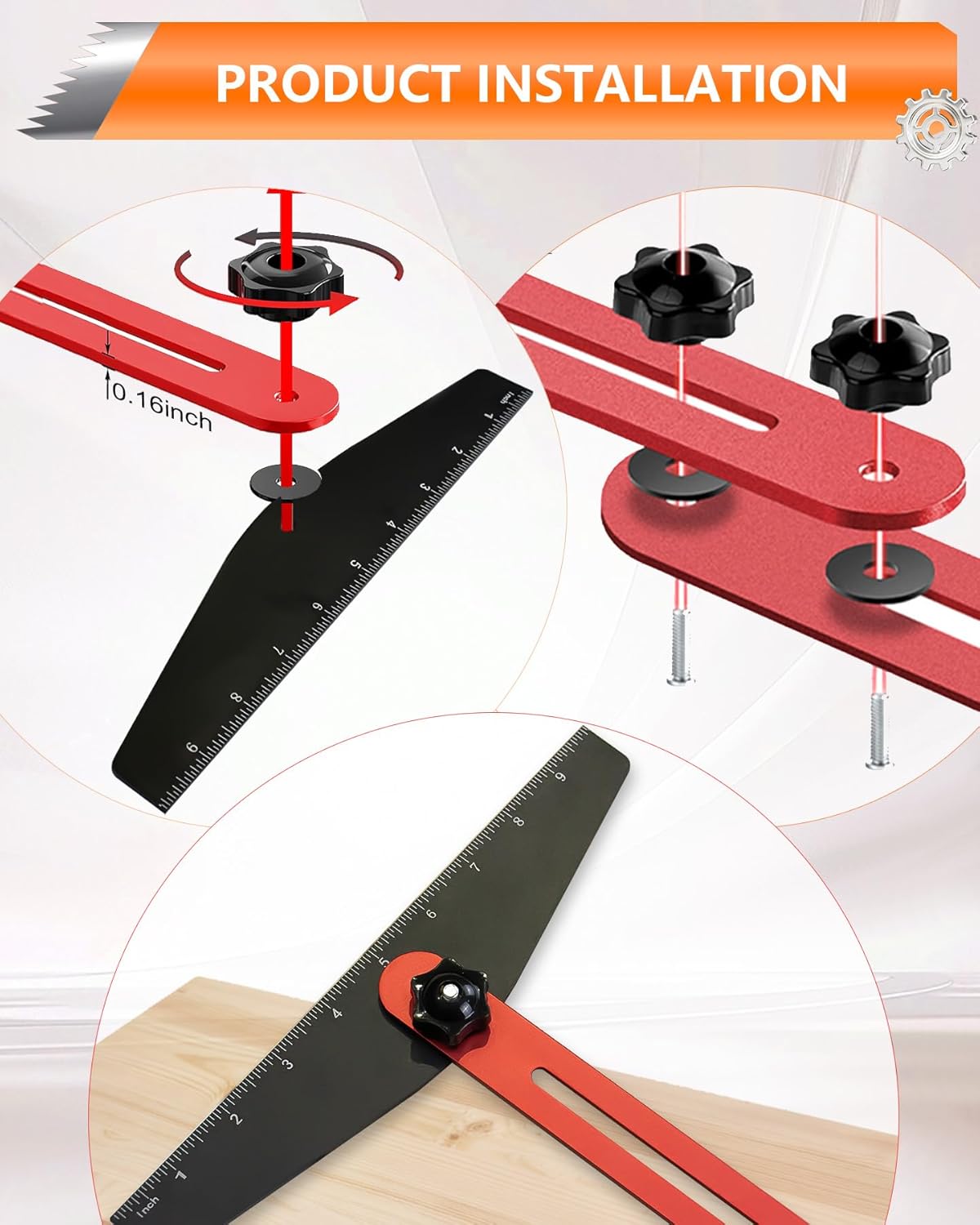 AXIUM Stair Tread Template Tool, Aluminum Alloy Stair Measuring Tool, Adjustable Length Stair Tread Tool, Stair Gauge Jig Woodworking Tool Compatible with Most Layout Projects for Home Wood Working