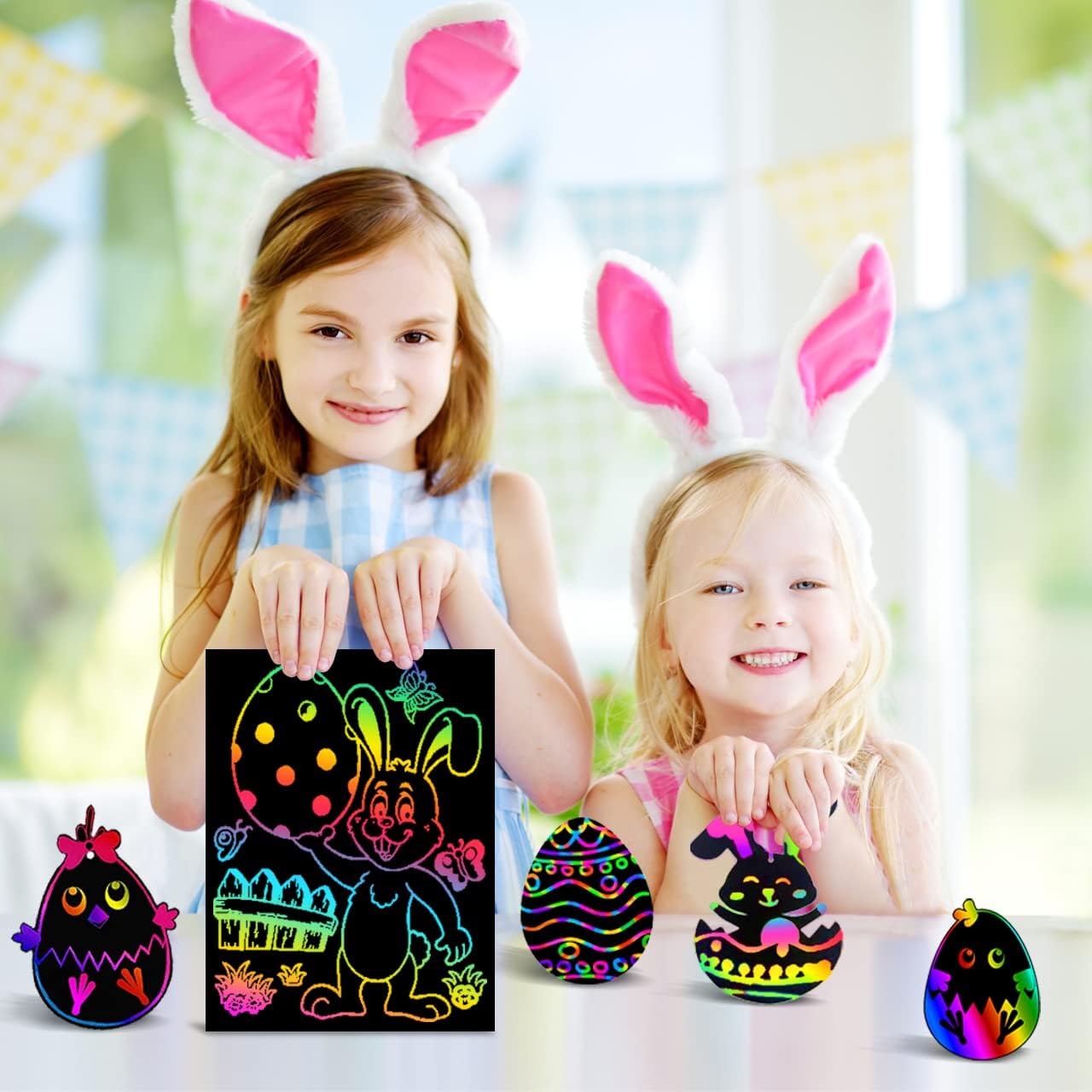 FUNNYB&G Rainbow Scratch Paper Art for Kids - 60 Pcs Magic Rainbow Scratch Paper Off Set Scratch Easter Crafts Arts Supplies Kits Pads Sheets for Party Games Valentine's Day Christmas Birthday Gifts