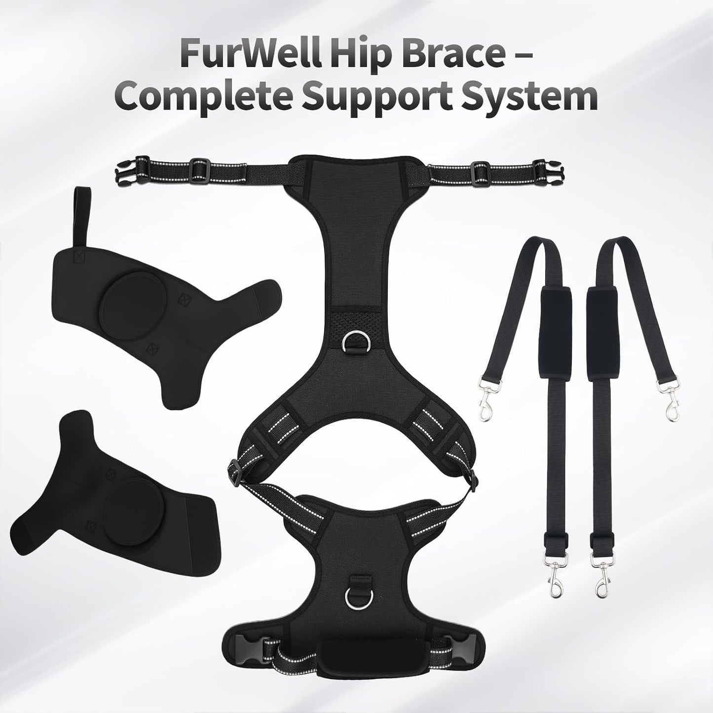 Dog Hip Brace for Hip Dysplasia & Arthritis - Adjustable Support Wrap with Removable Pads, Lifting Handle & Stabilizing Straps for Large Medium Dogs - Relief for Pain, Weakness & Lameness(L)
