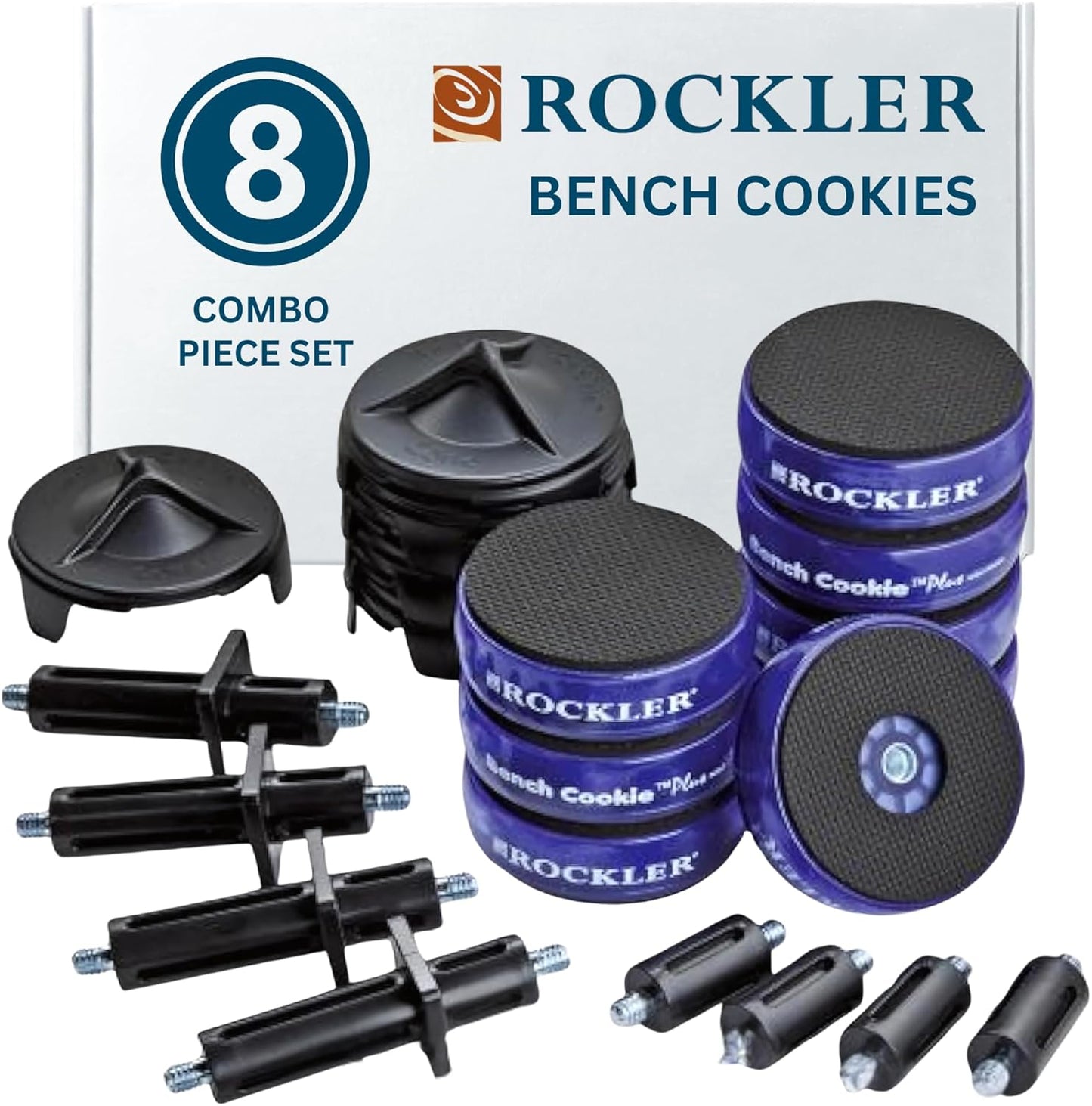 Rockler Bench Cookies Work Gripper Master Kit – Cookies for Work Holding, Risers for Clearance, & Cones for Finishing – Connect Bench Cookie Plus for Added Height – Woodworking Kit for Bench System