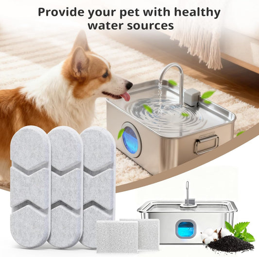 12 Packs Large Dogs Water Fountain Filters Specifically For The Models DYSJ01/FW120/WF160 With Capacities Of 4.2Gal/16L And 410oz/3.2Gal/12L Design And Production (12 Filters&12 Sponges)