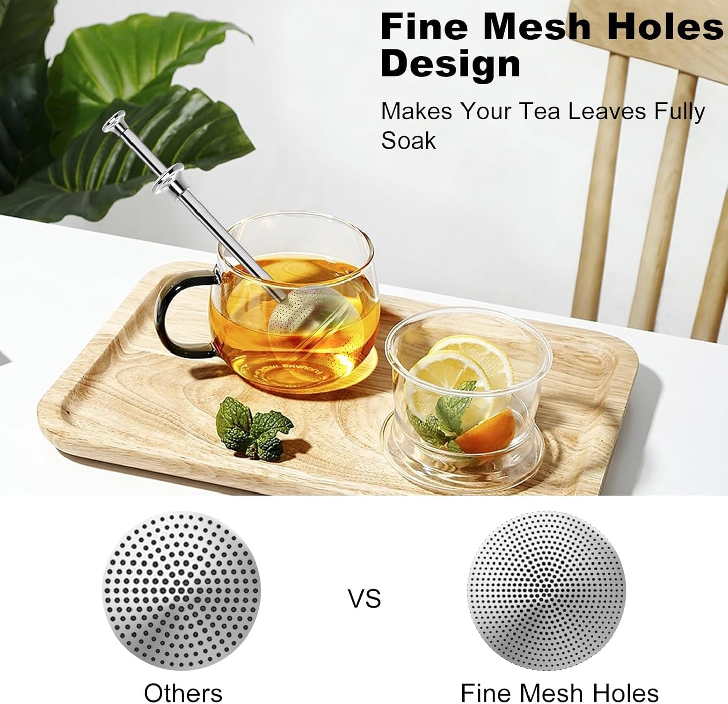 Numola Long Handle Tea Ball Stainless Steel, 2Pcs Premium Tea Infuser Filter for Loose Leaf Tea, Reusable Fine Mesh Tea Interval Diffuser Strainer for Cup and Teapot