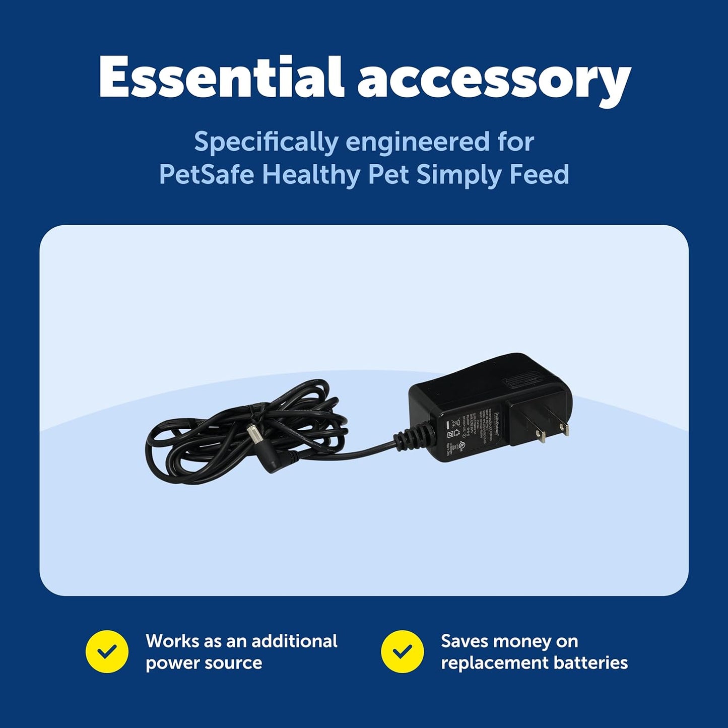 PetSafe Healthy Pet Simply Feed Power Adaptor - Durable OEM Food Dispenser Adaptor - Travel-Friendly Spare Charger with Versatile Voltage Compatibility - Additional Power Source Minimizes Downtime