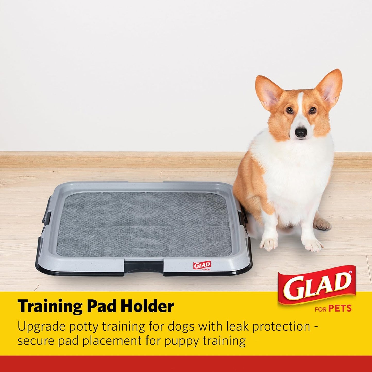 Glad for Pets Puppy Potty Training Pad Holder for Disposable Pads - Puppy Potty Tray, Dog Potty Training Tools for Indoor Pee Pad Station, Potty for Dogs - Fits 23" x 23" or 17.5" x 23.5" Pads