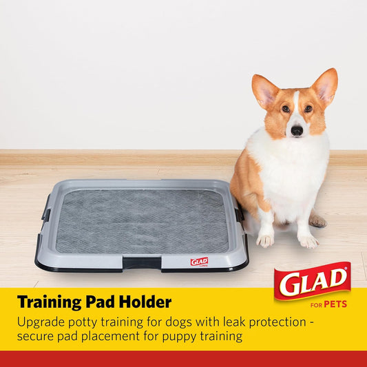 Glad for Pets Puppy Potty Training Pad Holder for Disposable Pads - Puppy Potty Tray, Dog Potty Training Tools for Indoor Pee Pad Station, Potty for Dogs - Fits 23" x 23" or 17.5" x 23.5" Pads