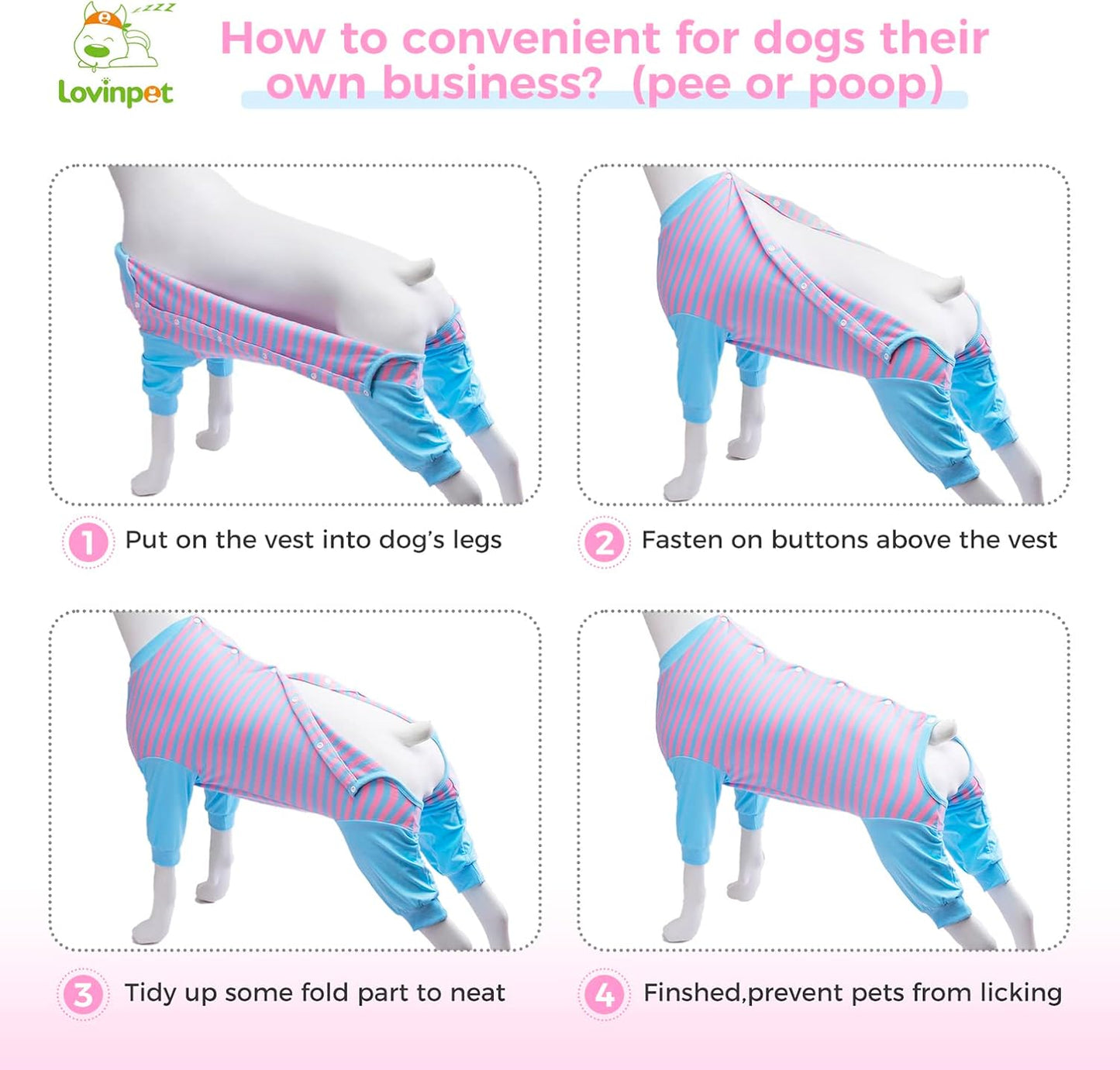 LovinPet Dog Recovery Suit - Medium Large - After Surgery Big Dog Recovery Suit Anti Licking Abdominal Wound Surgical Clothes Post-Operative Vest E-Collar Alternative Recovery Shirt,Blue,XXL